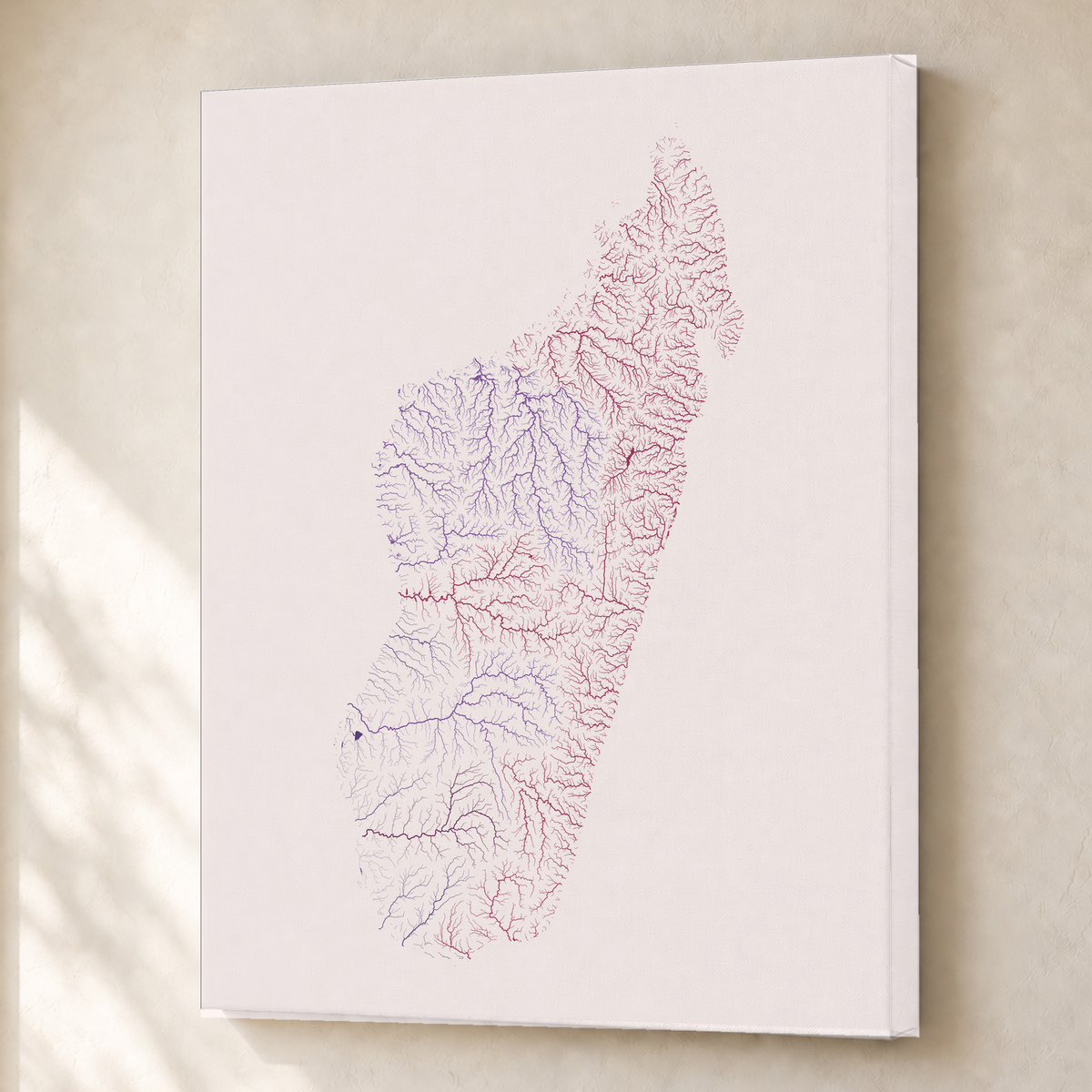Beautiful Rivers — Madagáscar — Ameixa e rosé, Canvas · 45 × 60 cm, Sem margem