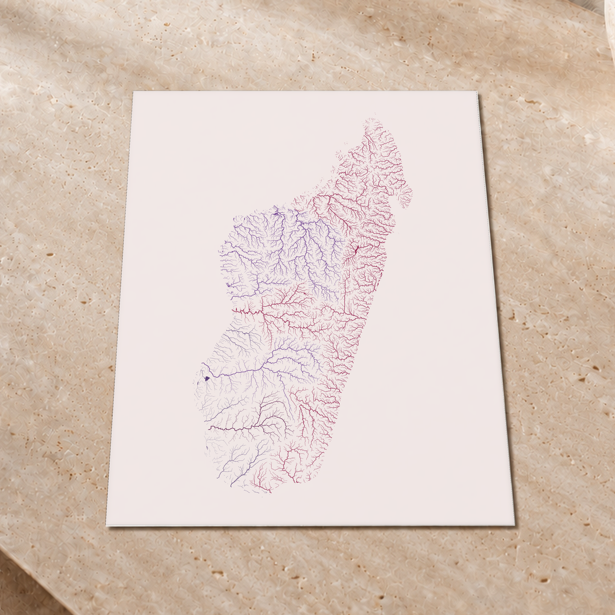 Beautiful Rivers — Madagáscar — Ameixa e rosé, Impressão fine art · 45 × 60 cm, Sem margem