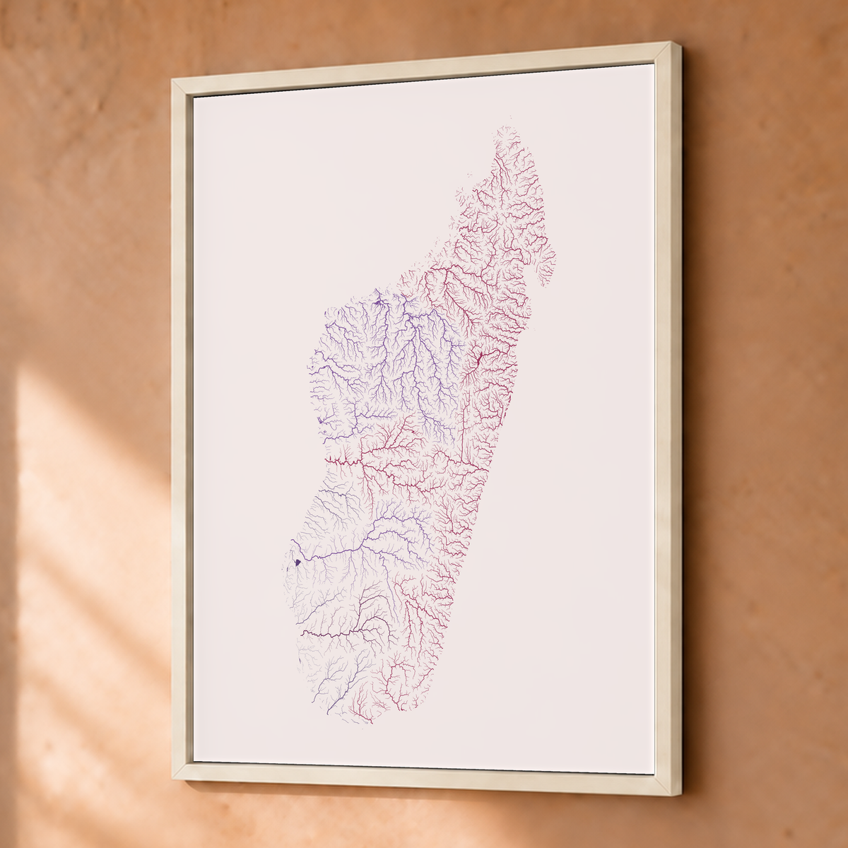 Beautiful Rivers — Madagáscar — Ameixa e rosé, Fine art emoldurado · 30 × 40 cm, Branco · Sem margem