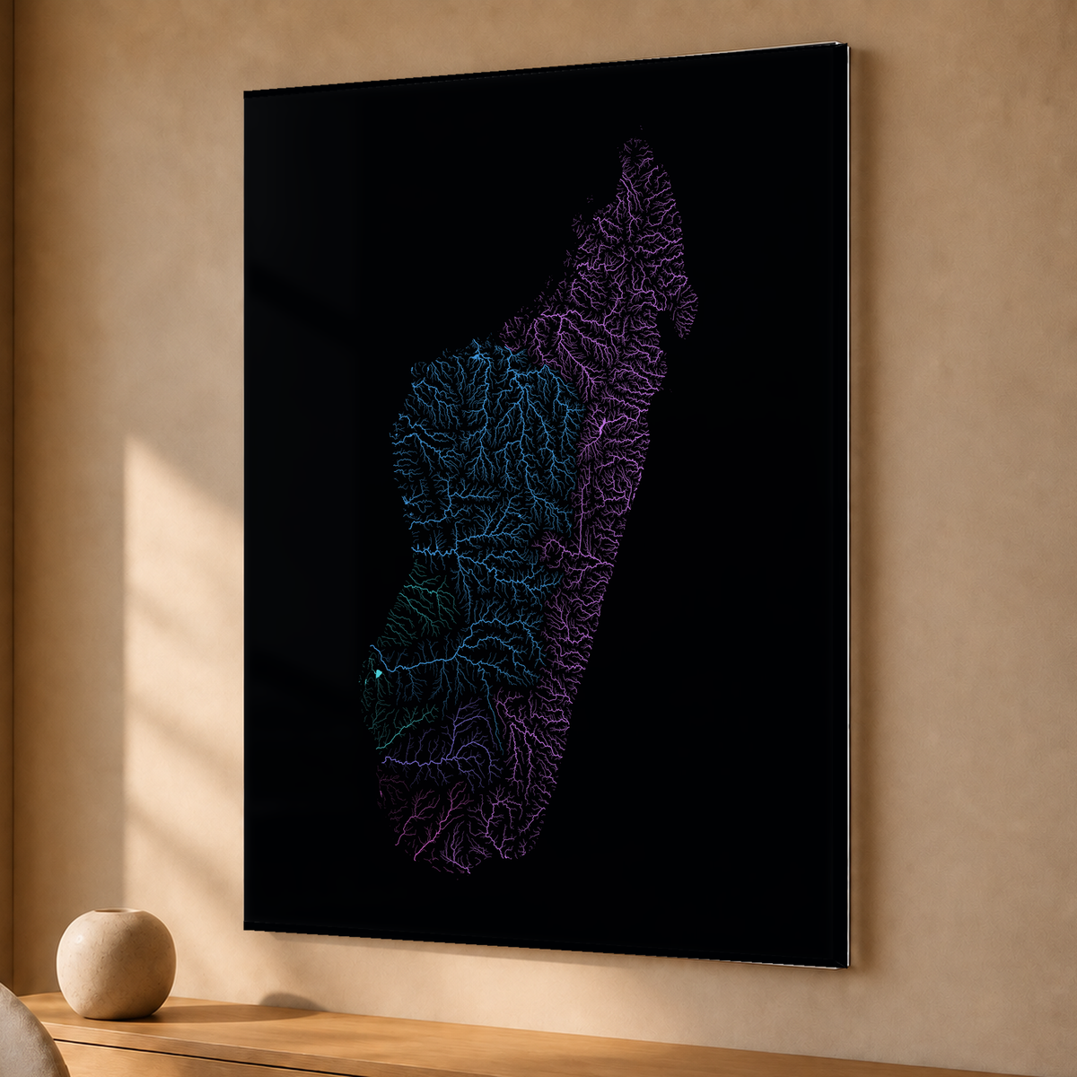 Beautiful Rivers — Madagáscar — Neon hidrográfico, Acrílico · 30 × 40 cm, Sem margem