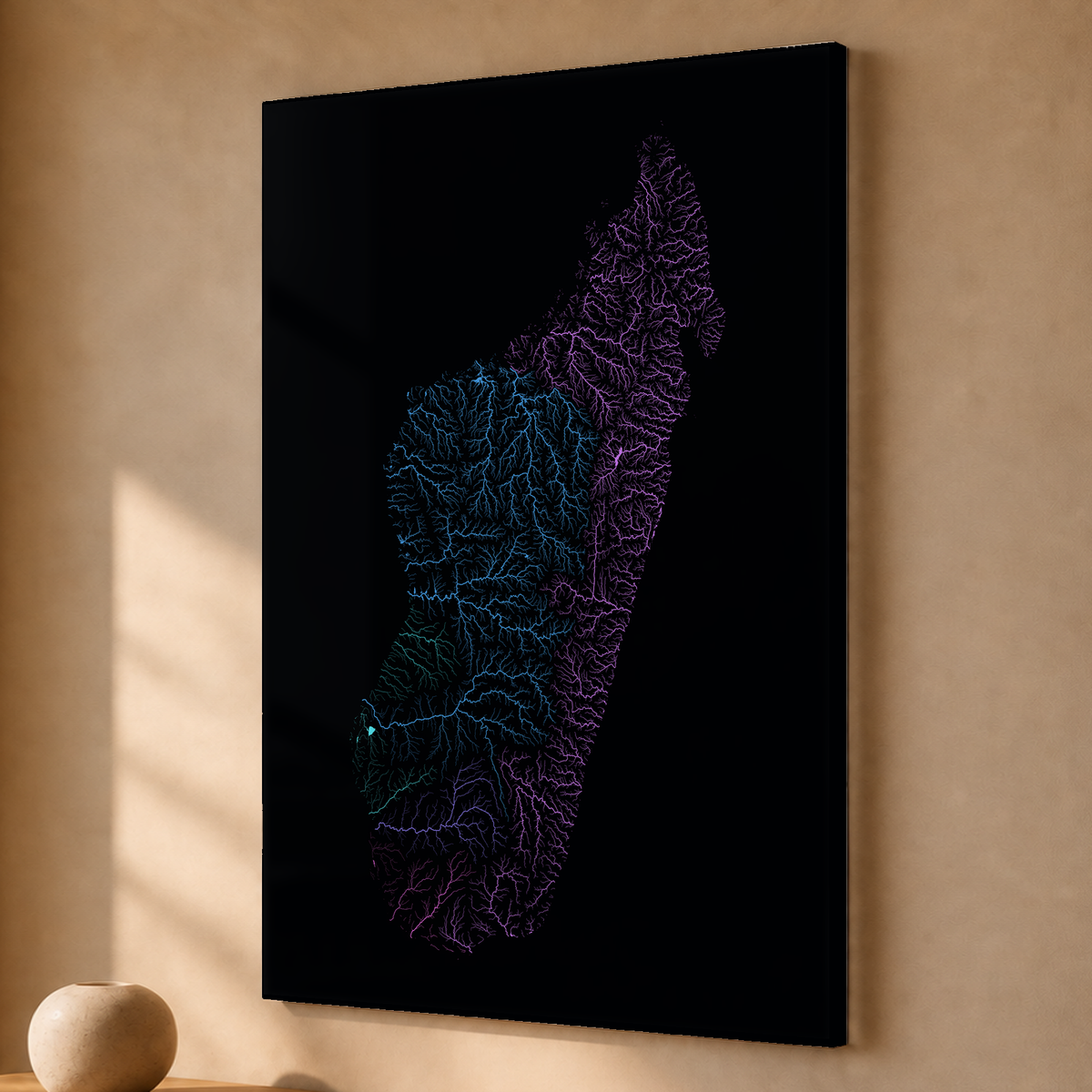 Beautiful Rivers — Madagáscar — Neon hidrográfico, Acrílico · 40 × 60 cm, Sem margem