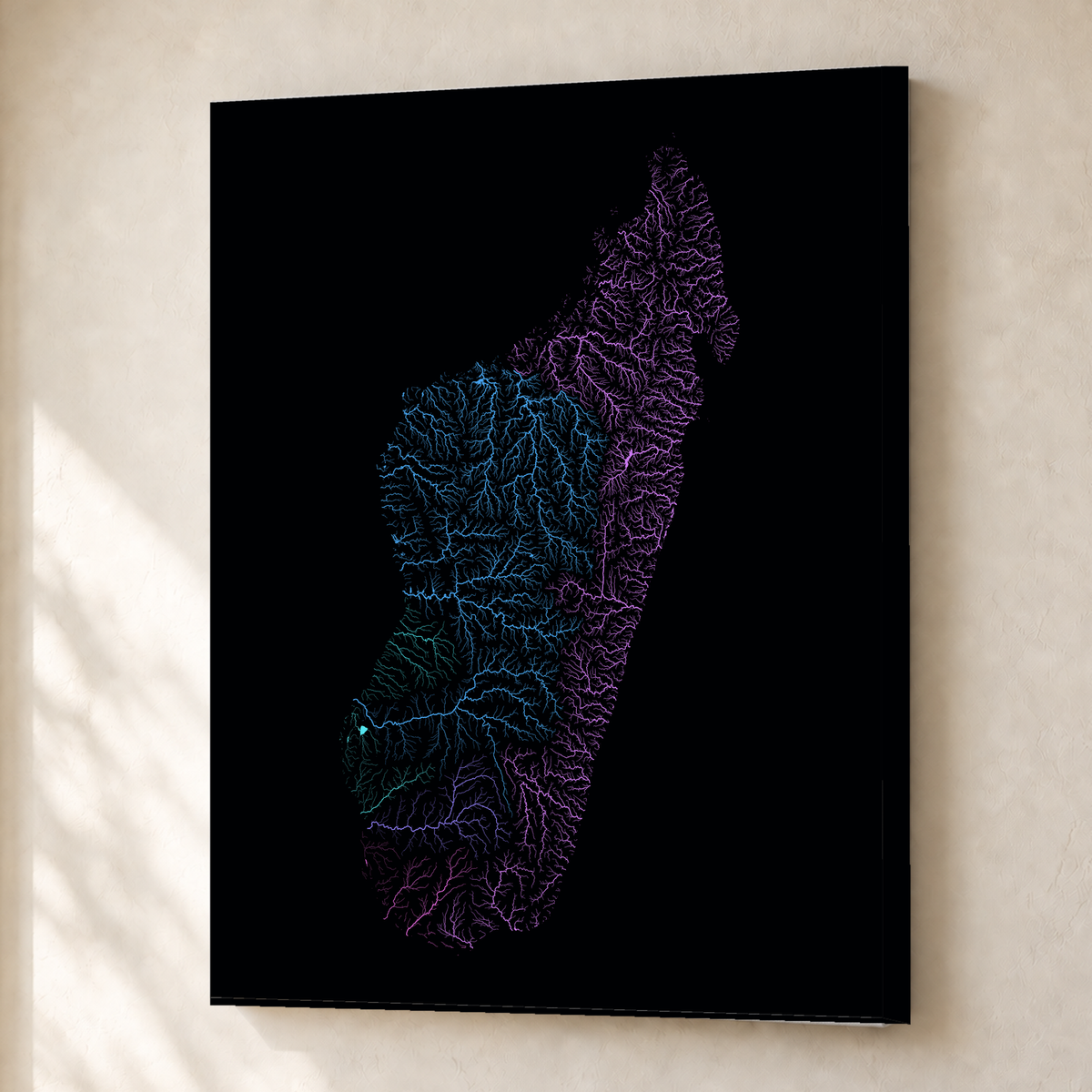Beautiful Rivers — Madagáscar — Neon hidrográfico, Canvas · 30 × 40 cm, Sem margem