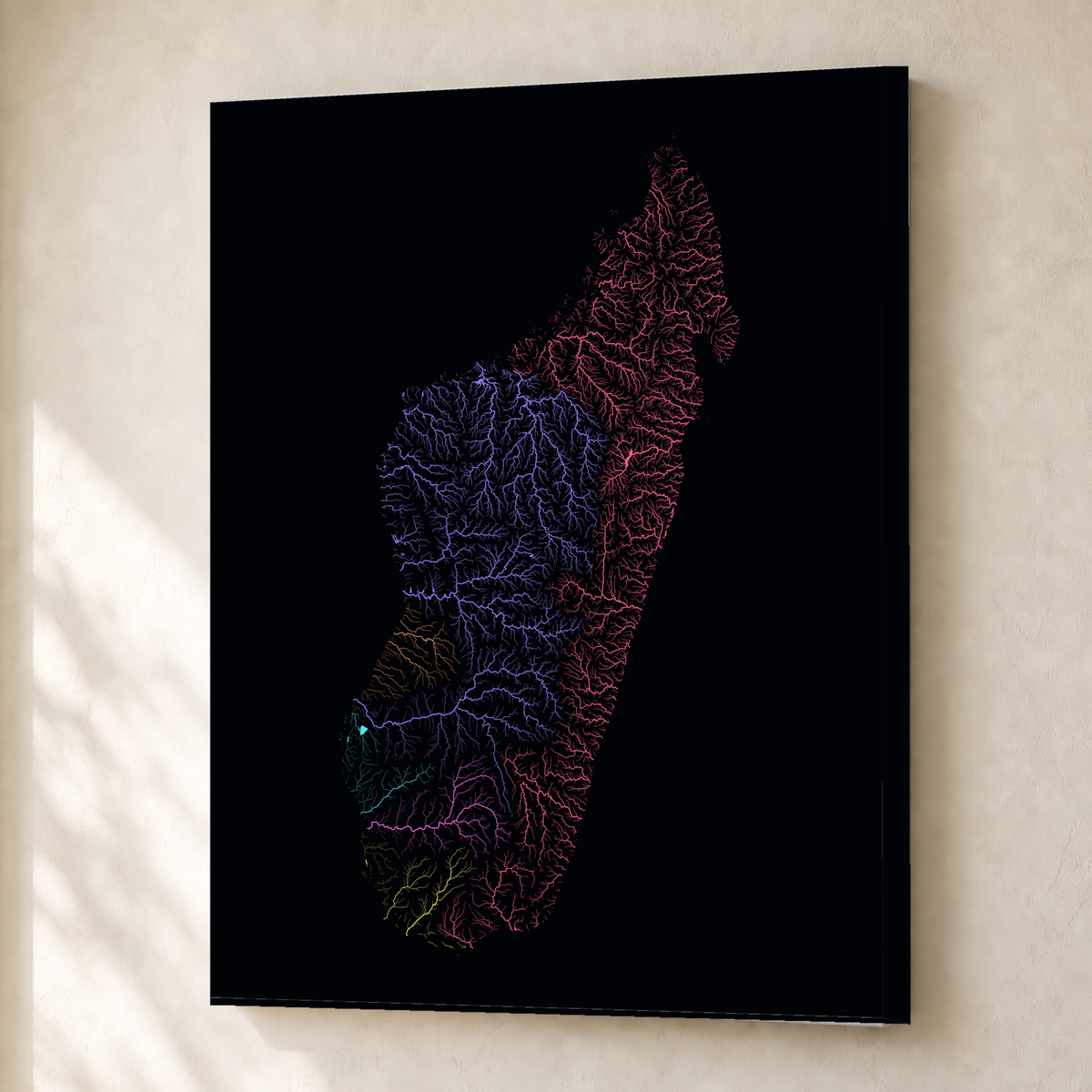 Beautiful Rivers — Madagáscar — Neon por território, Canvas · 30 × 40 cm, Sem margem