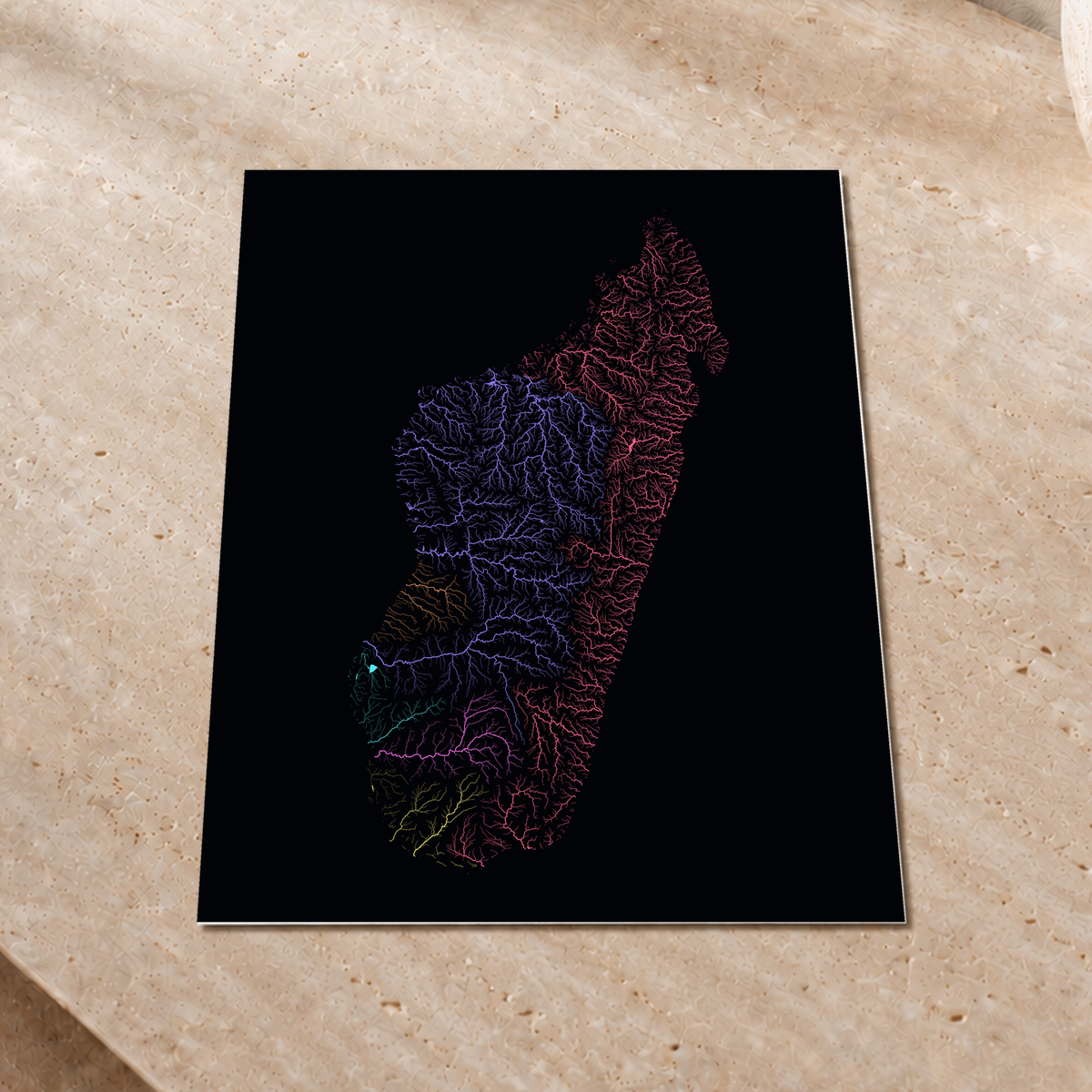 Beautiful Rivers — Madagáscar — Neon por território, Impressão fine art · 30 × 40 cm, Sem margem