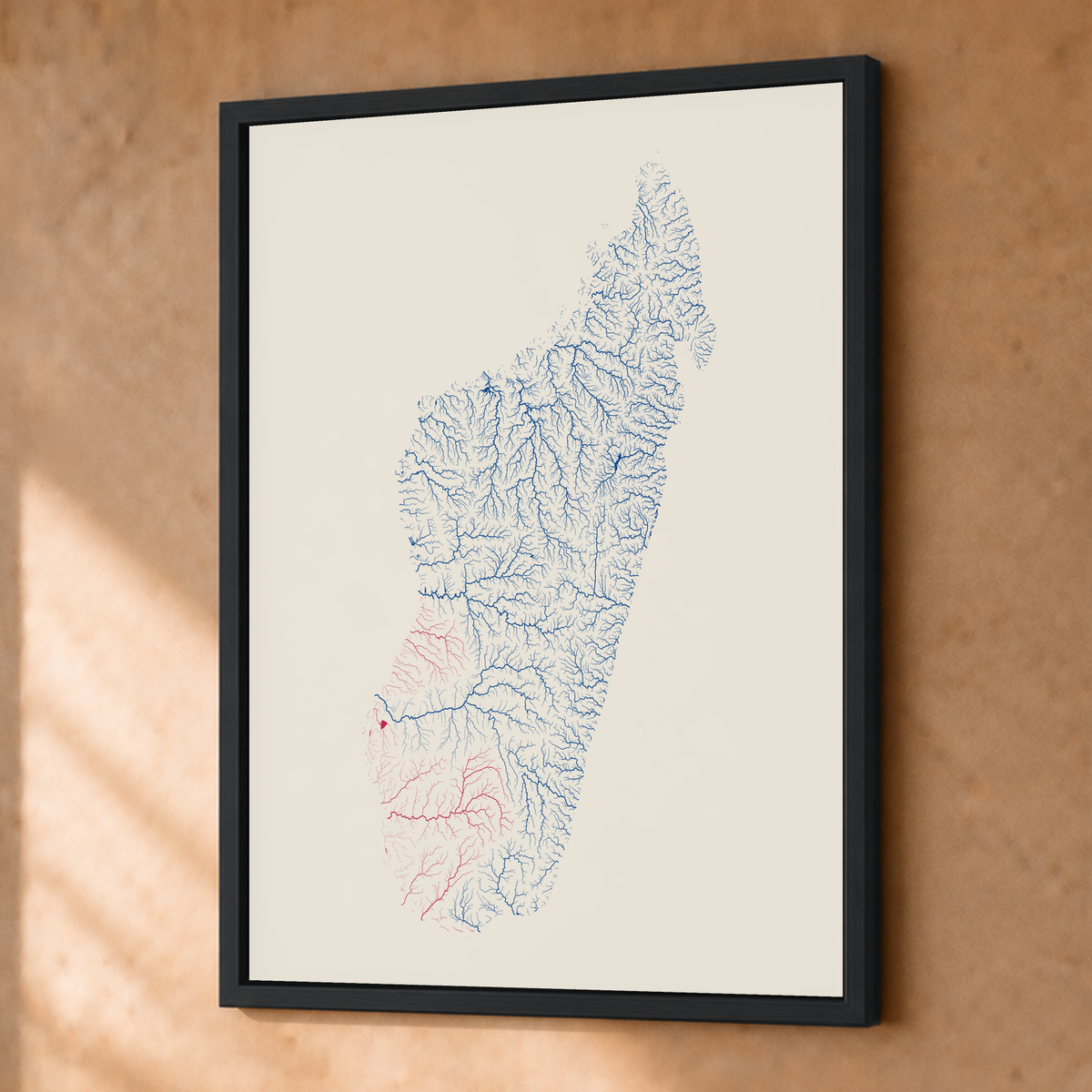 Beautiful Rivers — Madagáscar — Risografia, Fine art emoldurado · 30 × 40 cm, Preto · Sem margem