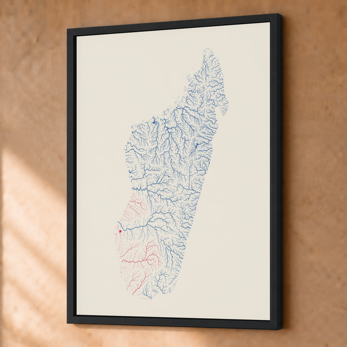 Beautiful Rivers — Madagáscar — Risografia, Fine art emoldurado · 45 × 60 cm, Preto · Sem margem