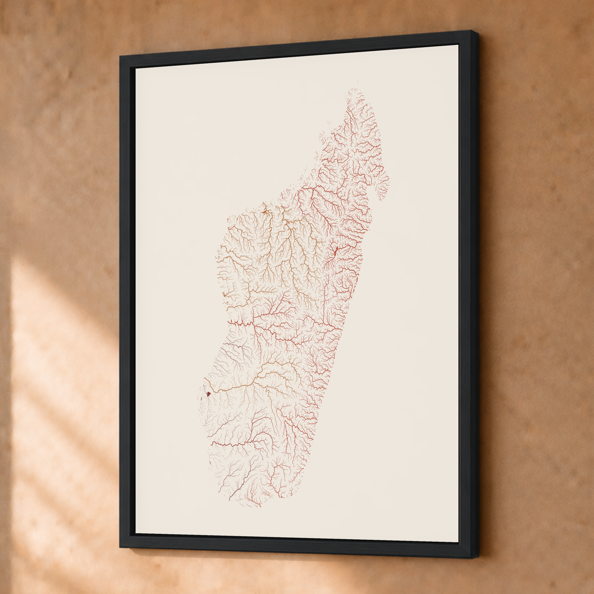 Beautiful Rivers — Madagáscar — Terracota e areia, Fine art emoldurado · 30 × 40 cm, Preto · Sem margem