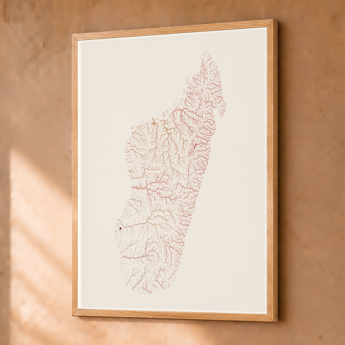 Beautiful Rivers — Madagáscar — Terracota e areia, Fine art emoldurado · 30 × 40 cm, Natural · Sem margem
