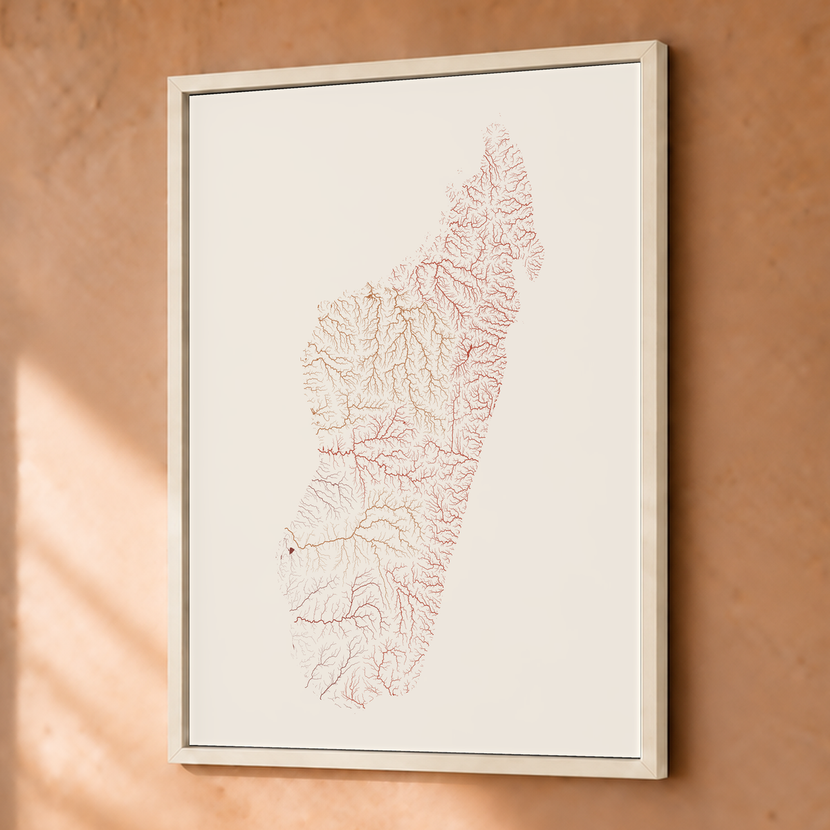 Beautiful Rivers — Madagáscar — Terracota e areia, Fine art emoldurado · 30 × 40 cm, Branco · Sem margem