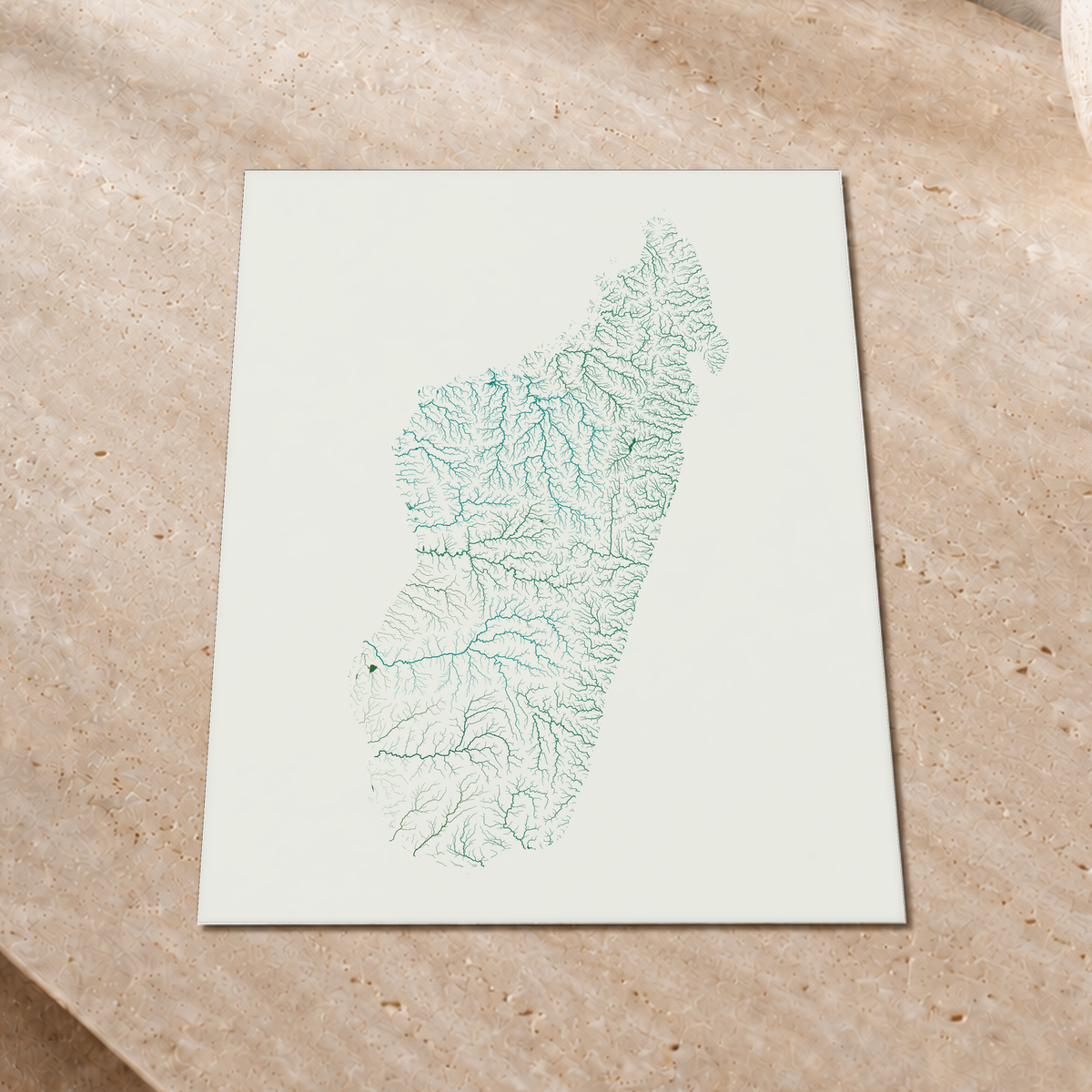 Beautiful Rivers — Madagáscar — Verde jade e porcelana, Impressão fine art · 30 × 40 cm, Sem margem