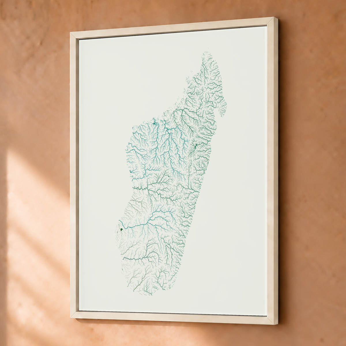 Beautiful Rivers — Madagáscar — Verde jade e porcelana, Fine art emoldurado · 30 × 40 cm, Branco · Sem margem