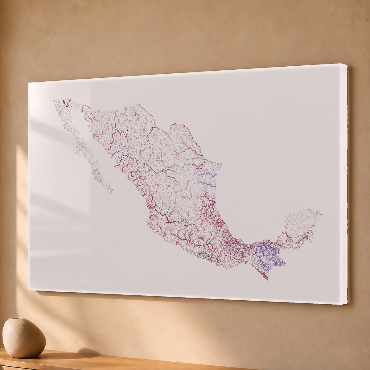 Beautiful Rivers — México — Ameixa e rosé, Acrílico · 40 × 60 cm, Sem margem
