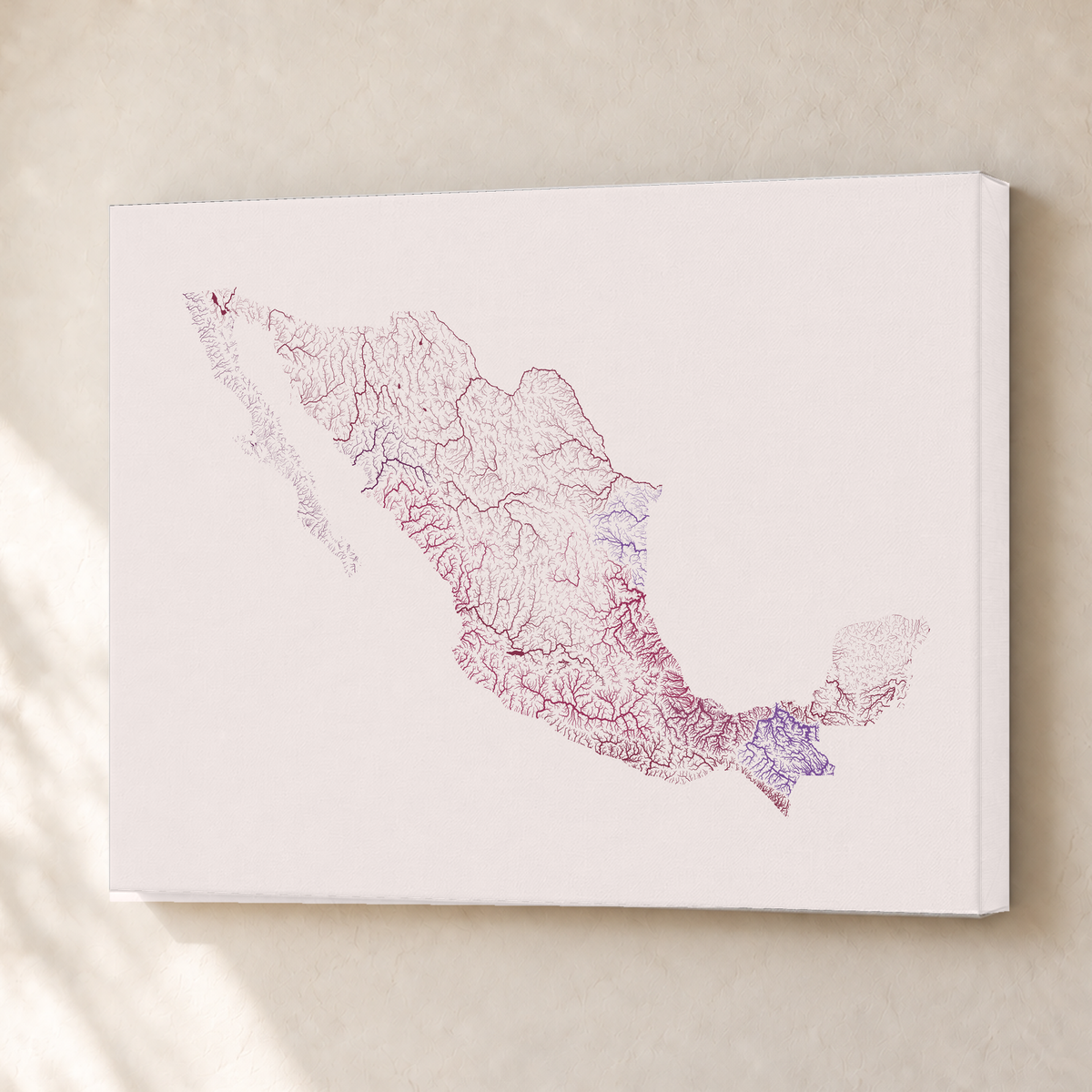 Beautiful Rivers — México — Ameixa e rosé, Canvas · 30 × 40 cm, Sem margem
