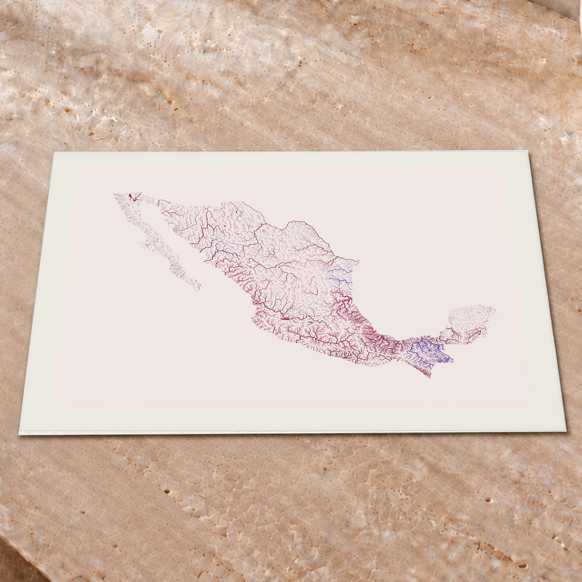 Beautiful Rivers — México — Ameixa e rosé, Impressão fine art · 45 × 60 cm, Margem branca