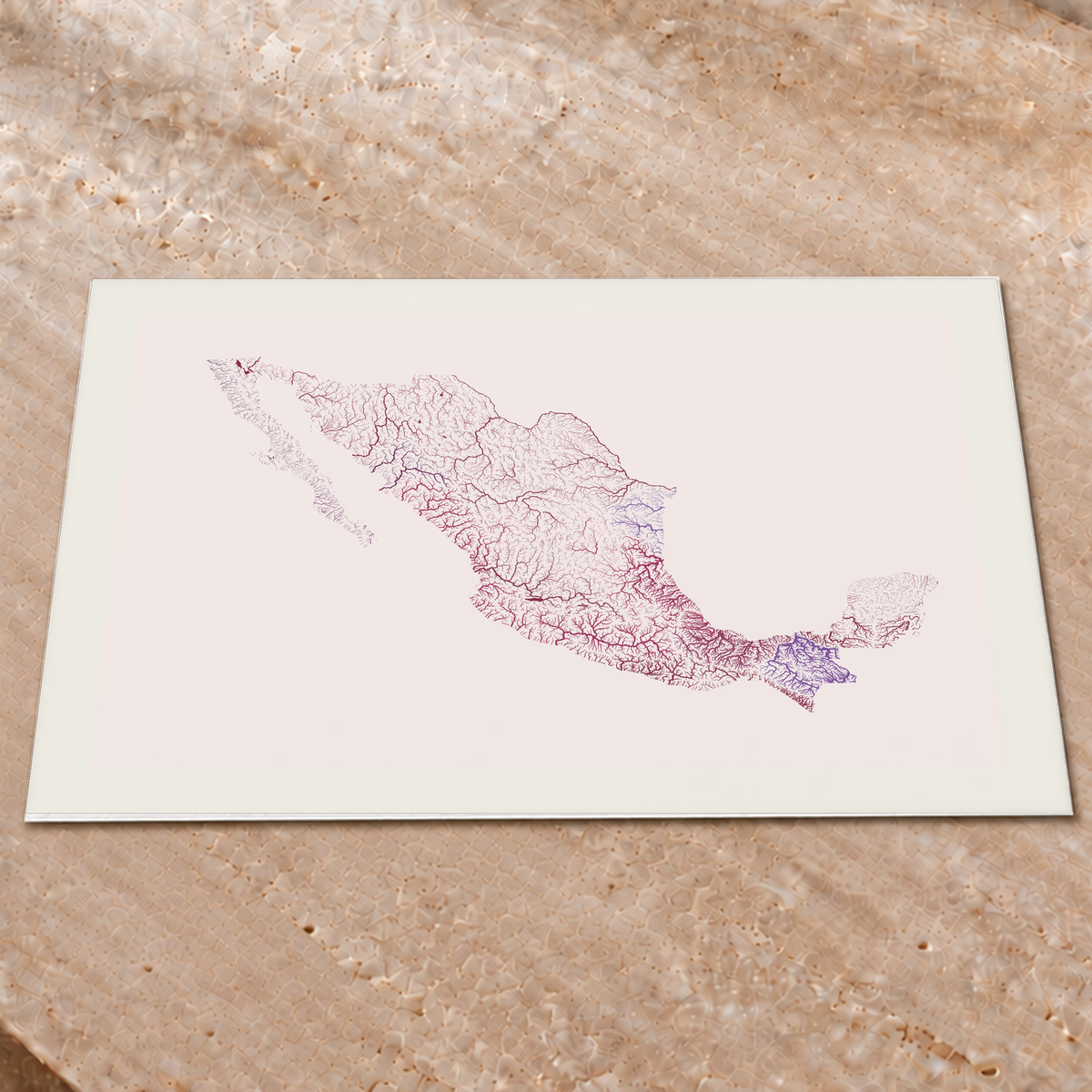 Beautiful Rivers — México — Ameixa e rosé, Impressão fine art · 60 × 80 cm, Margem branca