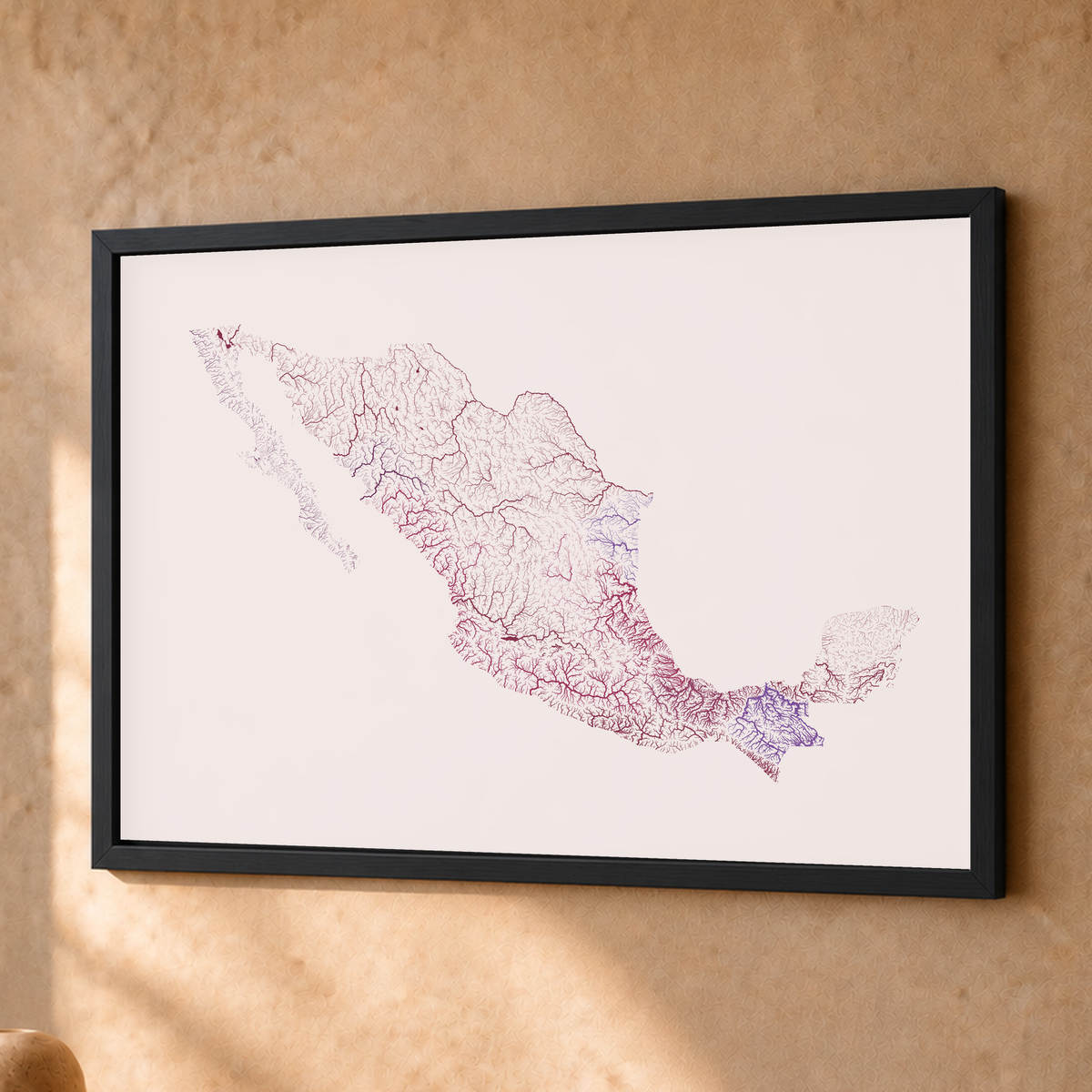 Beautiful Rivers — México — Ameixa e rosé, Fine art emoldurado · 30 × 40 cm, Preto · Sem margem