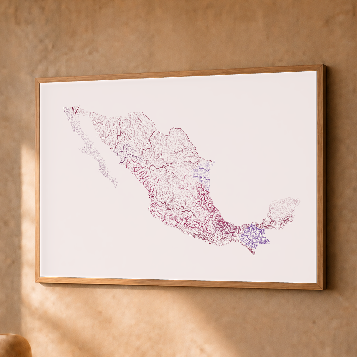 Beautiful Rivers — México — Ameixa e rosé, Fine art emoldurado · 30 × 40 cm, Natural · Sem margem
