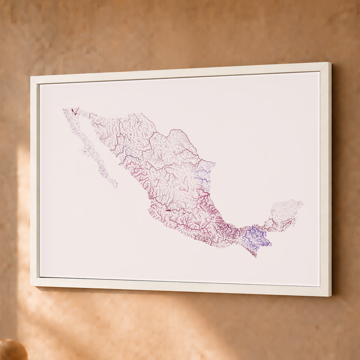 Beautiful Rivers — México — Ameixa e rosé, Fine art emoldurado · 30 × 40 cm, Branco · Sem margem