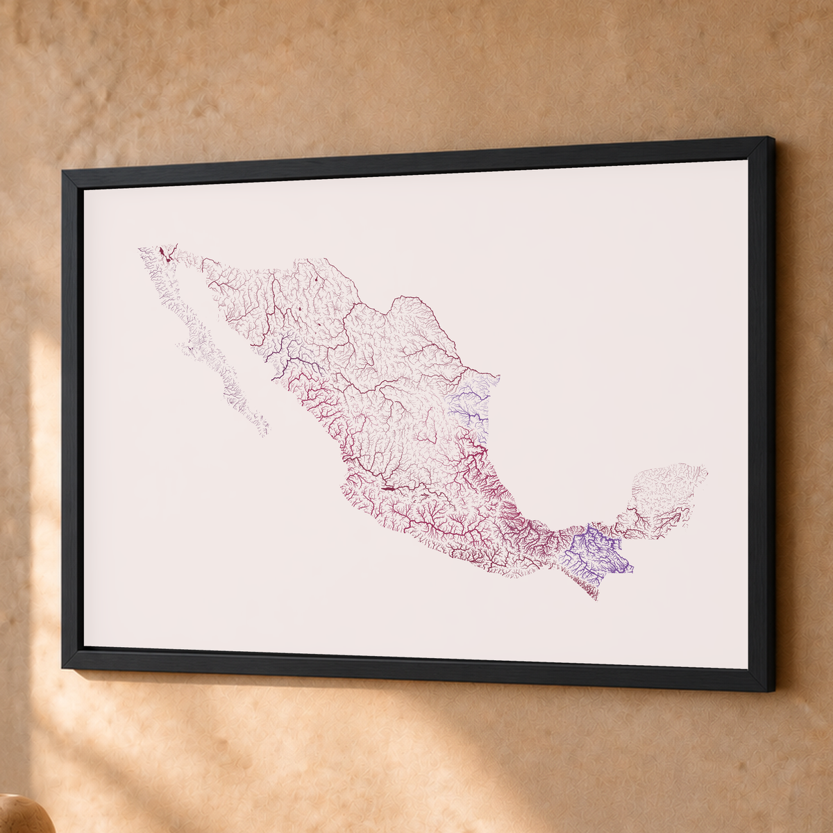 Beautiful Rivers — México — Ameixa e rosé, Fine art emoldurado · 45 × 60 cm, Preto · Sem margem