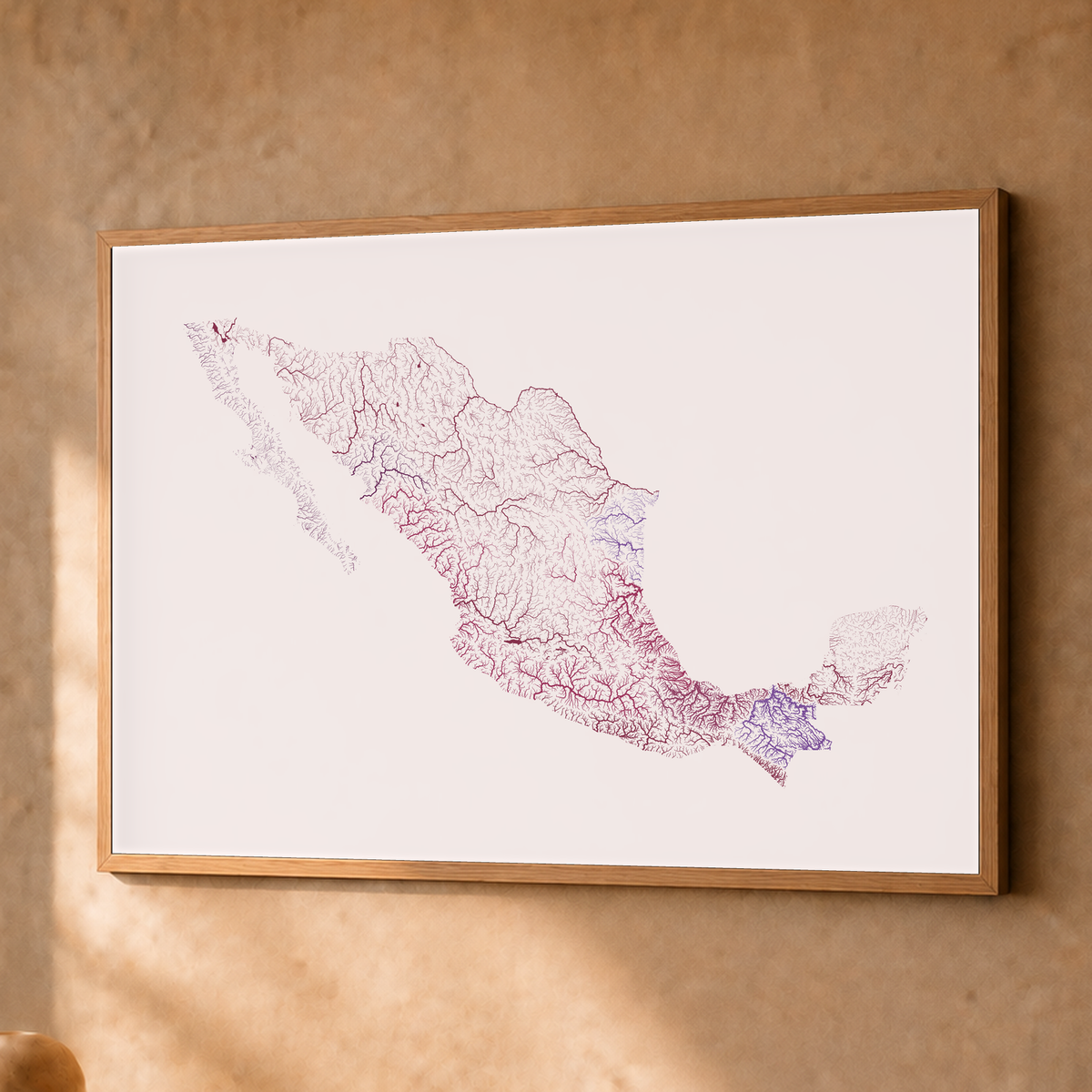 Beautiful Rivers — México — Ameixa e rosé, Fine art emoldurado · 45 × 60 cm, Natural · Sem margem