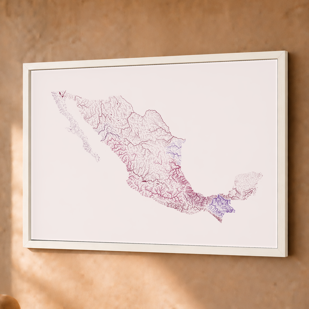 Beautiful Rivers — México — Ameixa e rosé, Fine art emoldurado · 45 × 60 cm, Branco · Sem margem