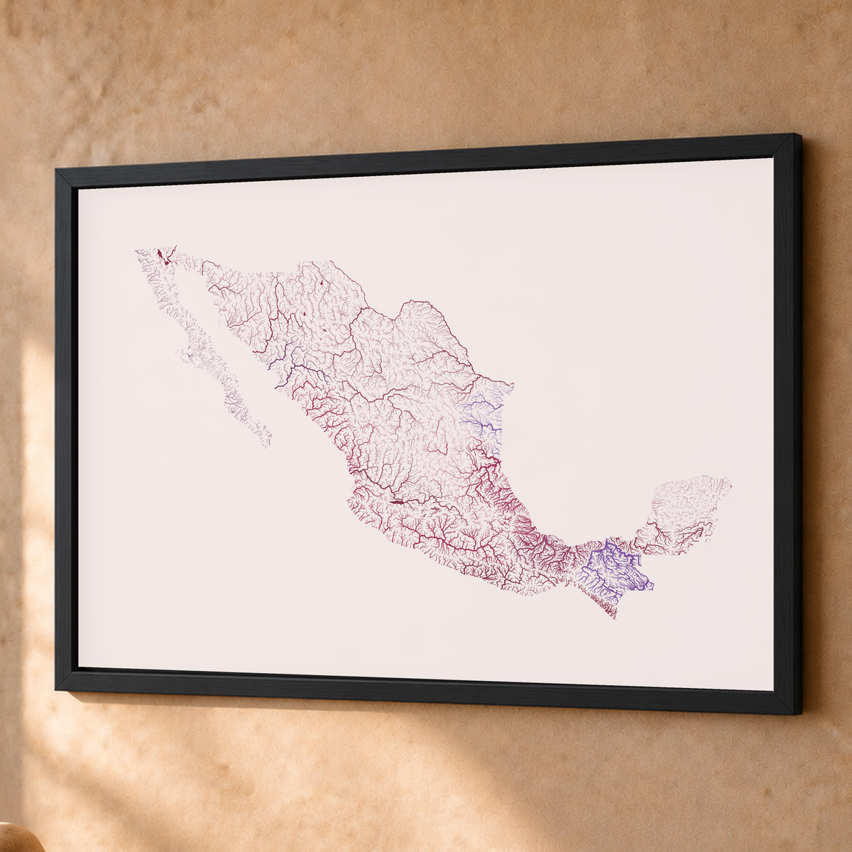 Beautiful Rivers — México — Ameixa e rosé, Fine art emoldurado · 60 × 80 cm, Preto · Sem margem