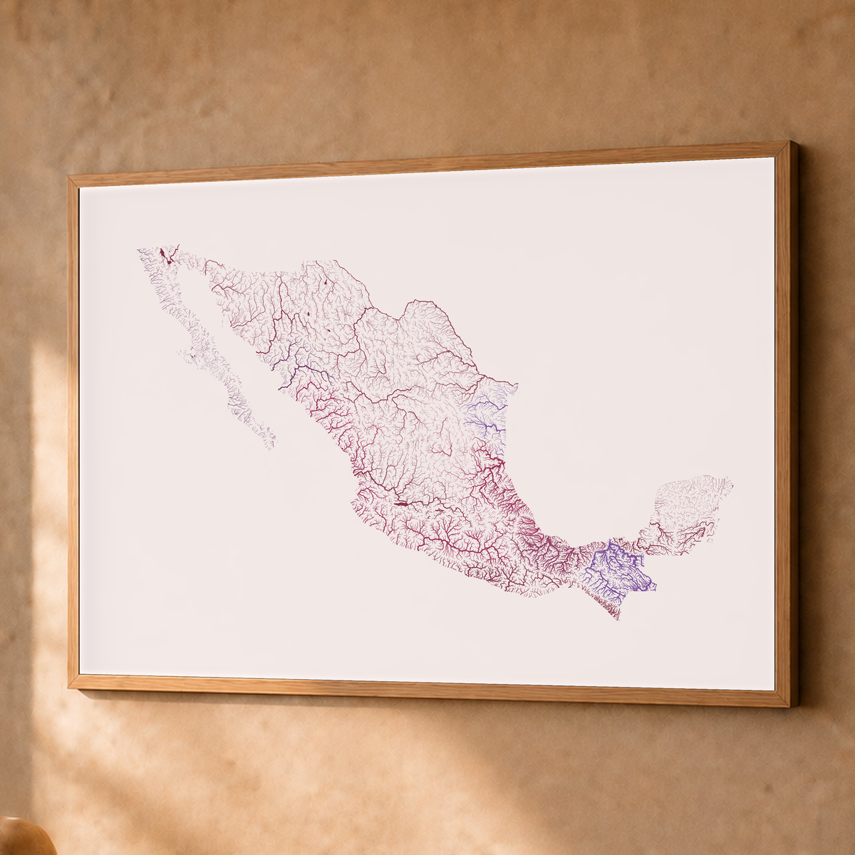 Beautiful Rivers — México — Ameixa e rosé, Fine art emoldurado · 60 × 80 cm, Natural · Sem margem