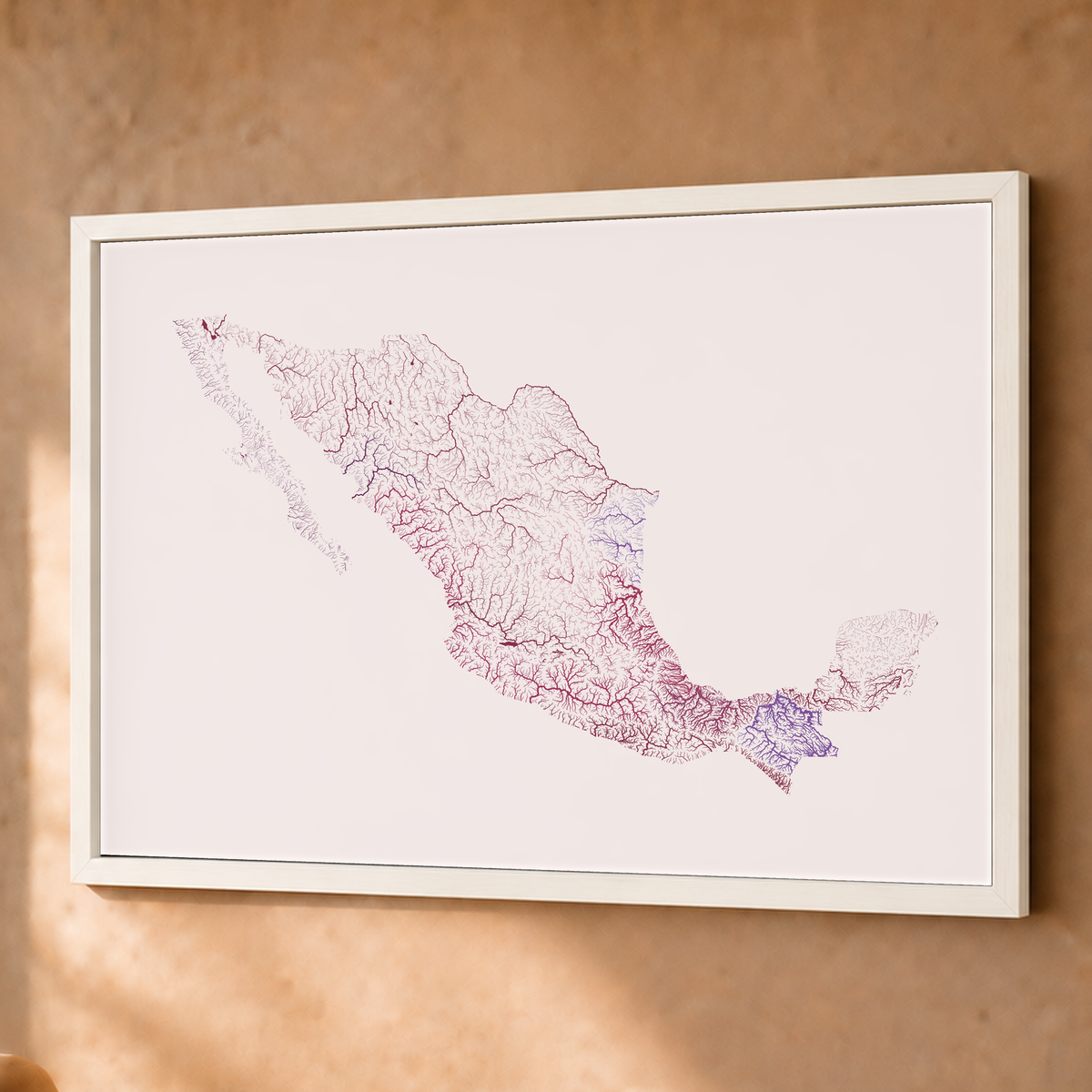 Beautiful Rivers — México — Ameixa e rosé, Fine art emoldurado · 60 × 80 cm, Branco · Sem margem