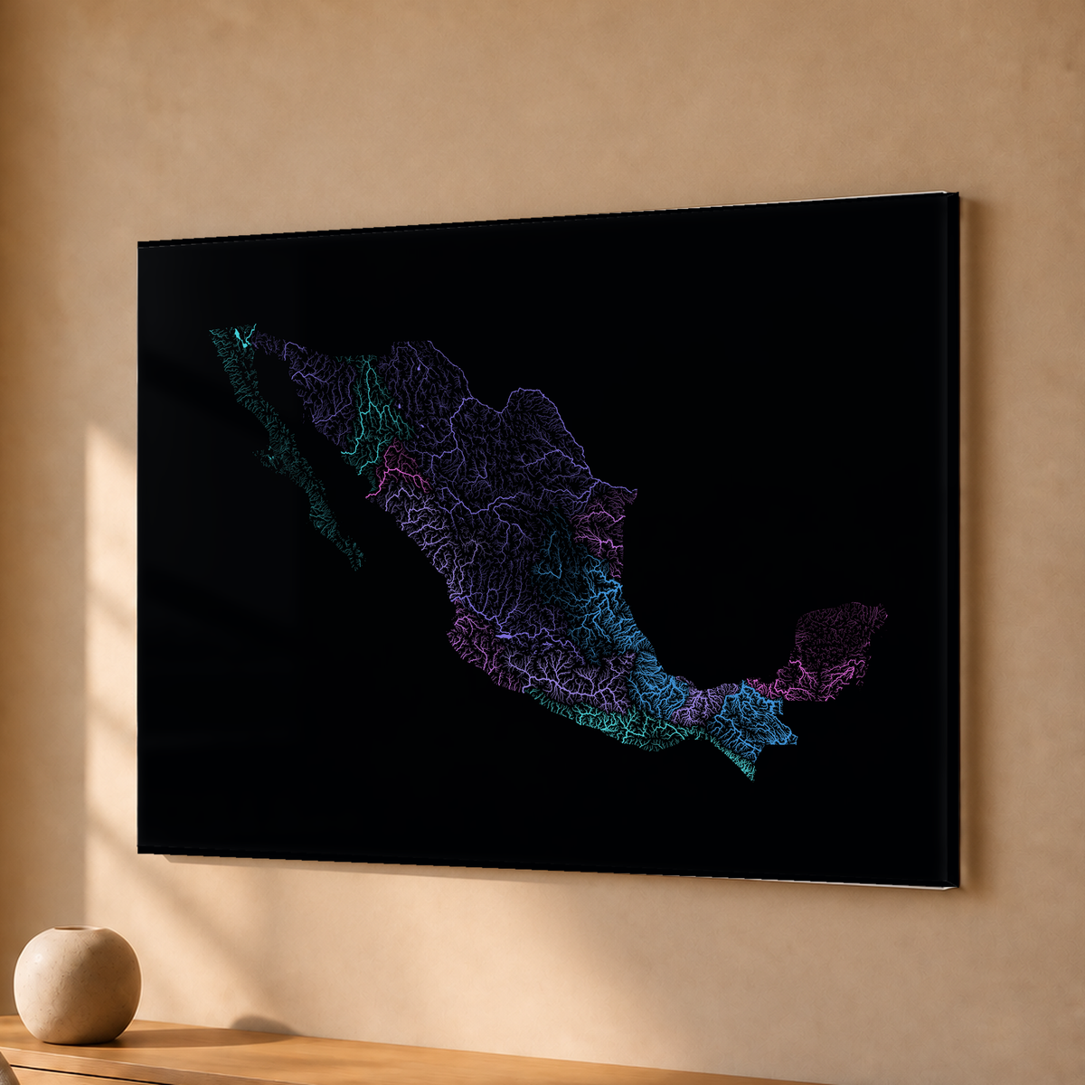 Beautiful Rivers — México — Neon hidrográfico, Acrílico · 30 × 40 cm, Sem margem