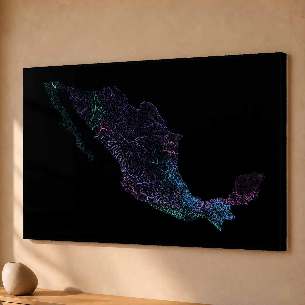 Beautiful Rivers — México — Neon hidrográfico, Acrílico · 40 × 60 cm, Sem margem