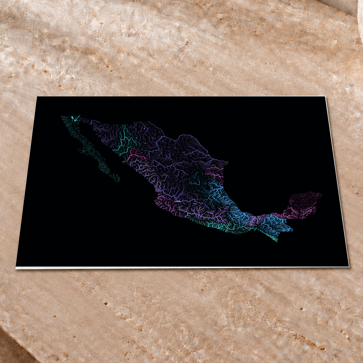 Beautiful Rivers — México — Neon hidrográfico, Impressão fine art · 30 × 40 cm, Sem margem