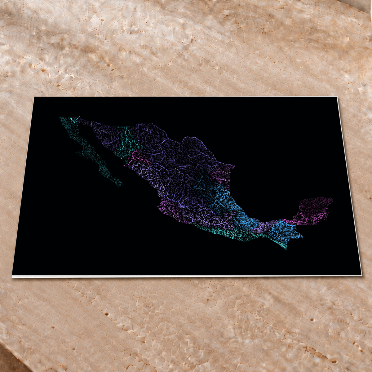 Beautiful Rivers — México — Neon hidrográfico, Impressão fine art · 45 × 60 cm, Sem margem