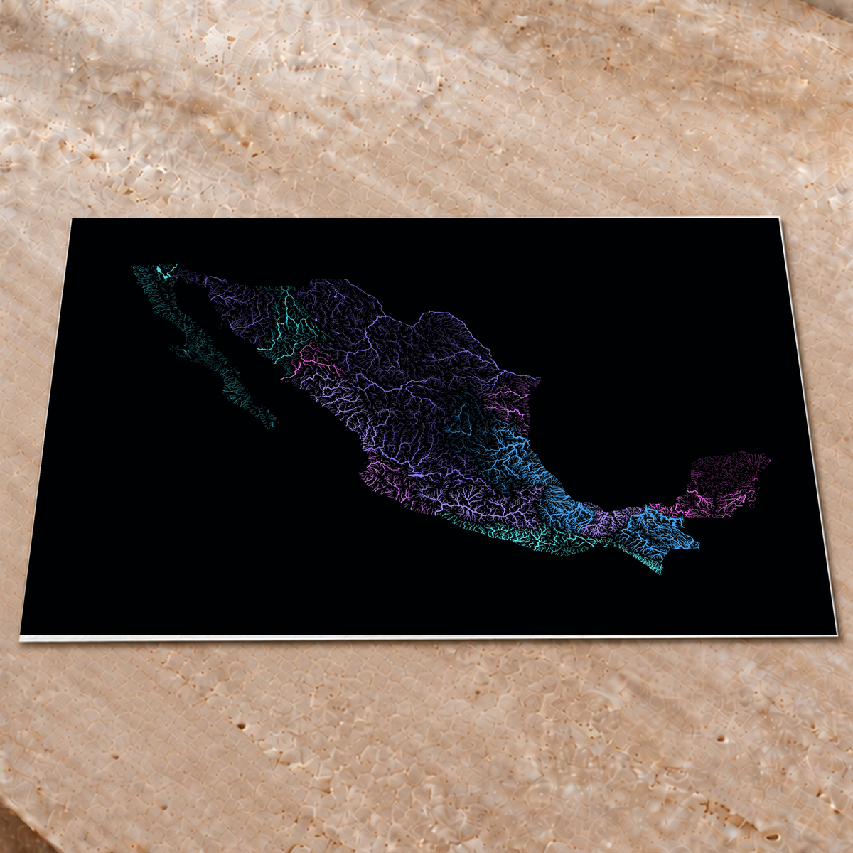 Beautiful Rivers — México — Neon hidrográfico, Impressão fine art · 60 × 80 cm, Sem margem