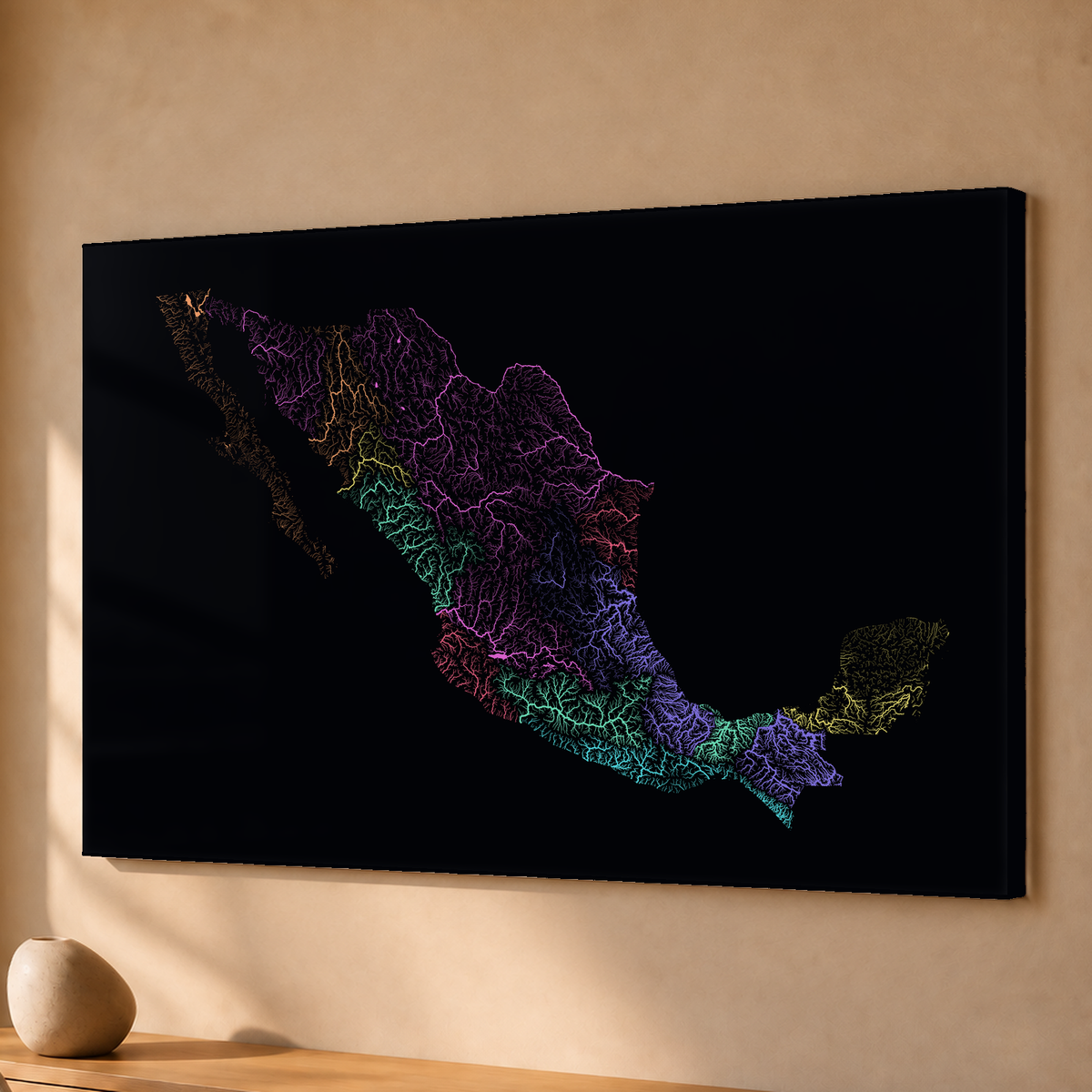 Beautiful Rivers — México — Neon por território, Acrílico · 40 × 60 cm, Sem margem