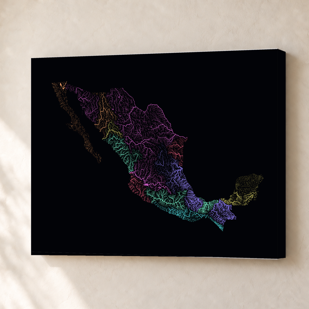 Beautiful Rivers — México — Neon por território, Canvas · 30 × 40 cm, Sem margem