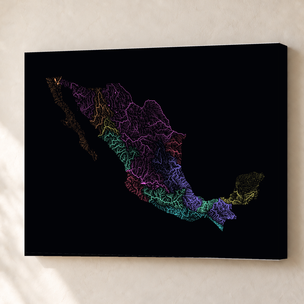 Beautiful Rivers — México — Neon por território, Canvas · 60 × 80 cm, Sem margem