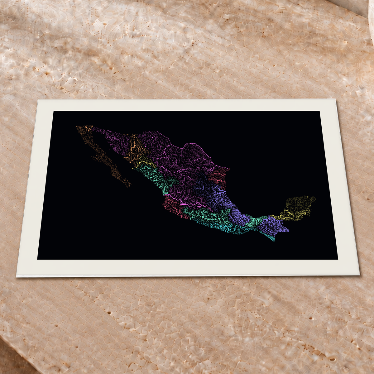 Beautiful Rivers — México — Neon por território, Impressão fine art · 30 × 40 cm, Margem branca