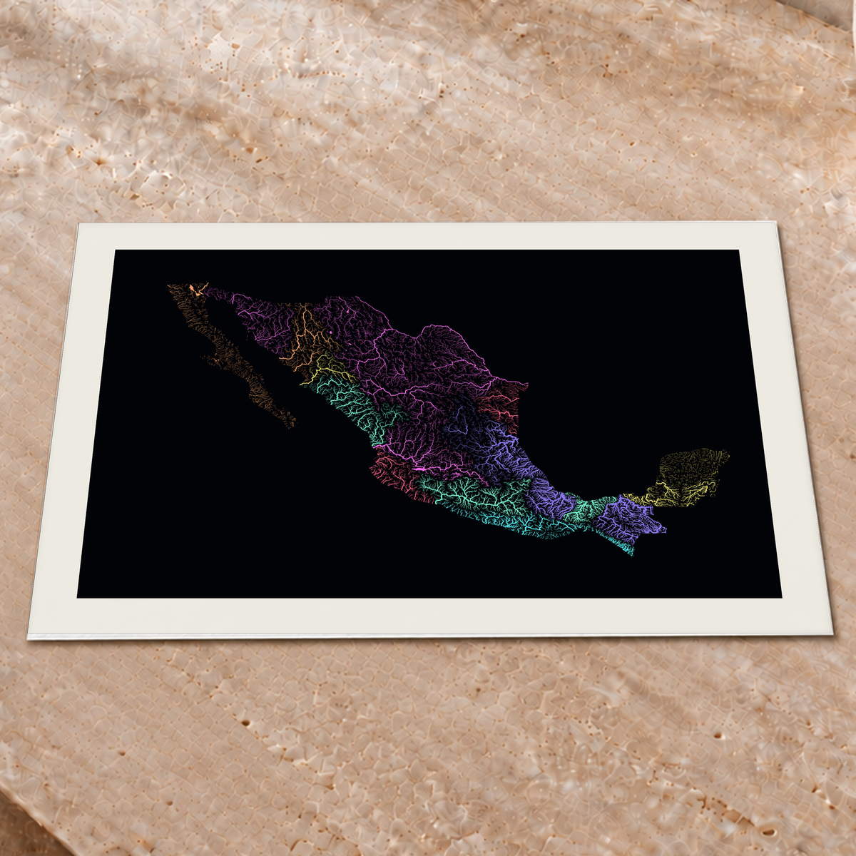 Beautiful Rivers — México — Neon por território, Impressão fine art · 45 × 60 cm, Margem branca