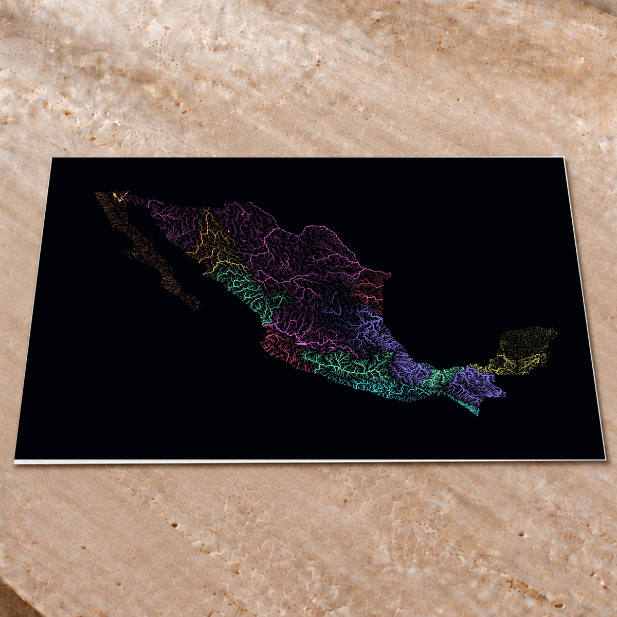 Beautiful Rivers — México — Neon por território, Impressão fine art · 60 × 80 cm, Sem margem