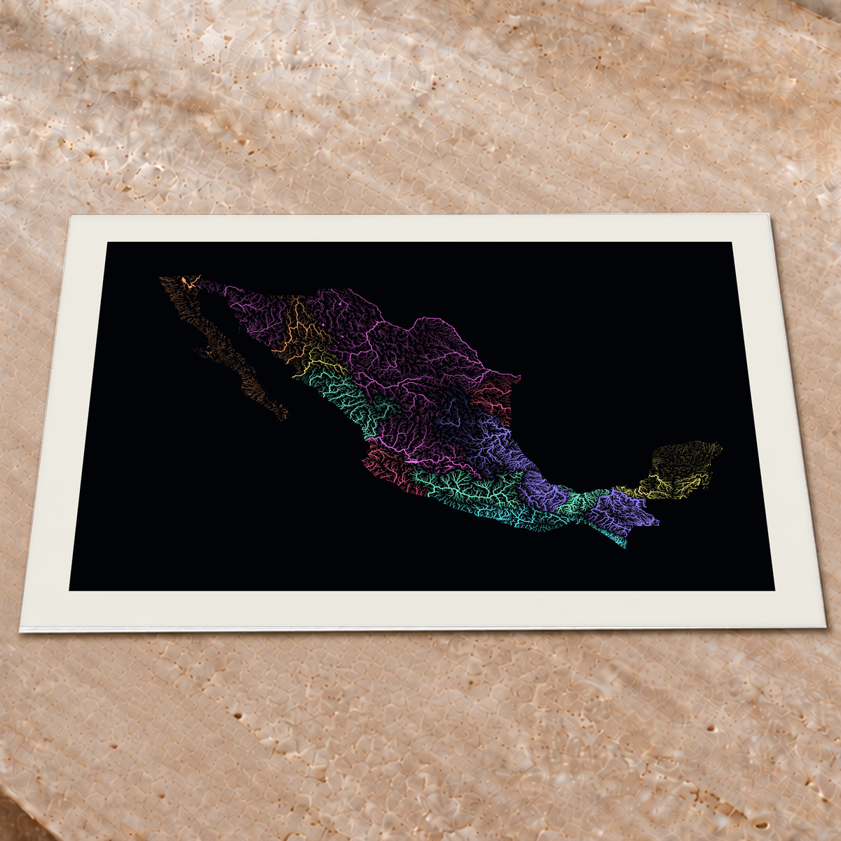 Beautiful Rivers — México — Neon por território, Impressão fine art · 60 × 80 cm, Margem branca
