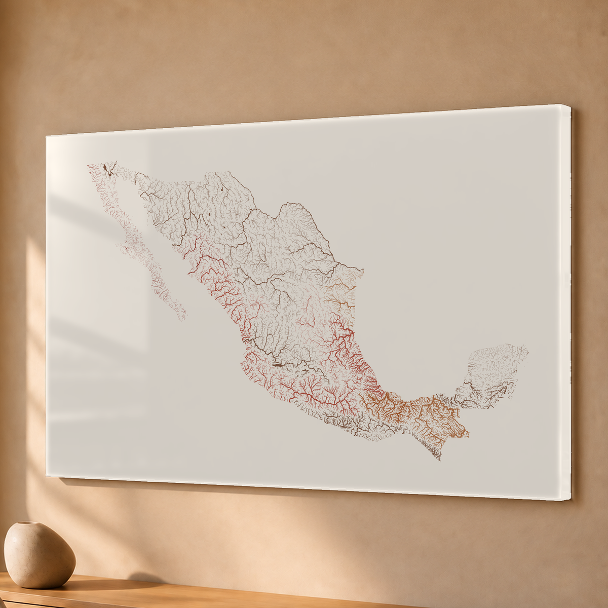 Beautiful Rivers — México — Terracota e areia, Acrílico · 40 × 60 cm, Sem margem