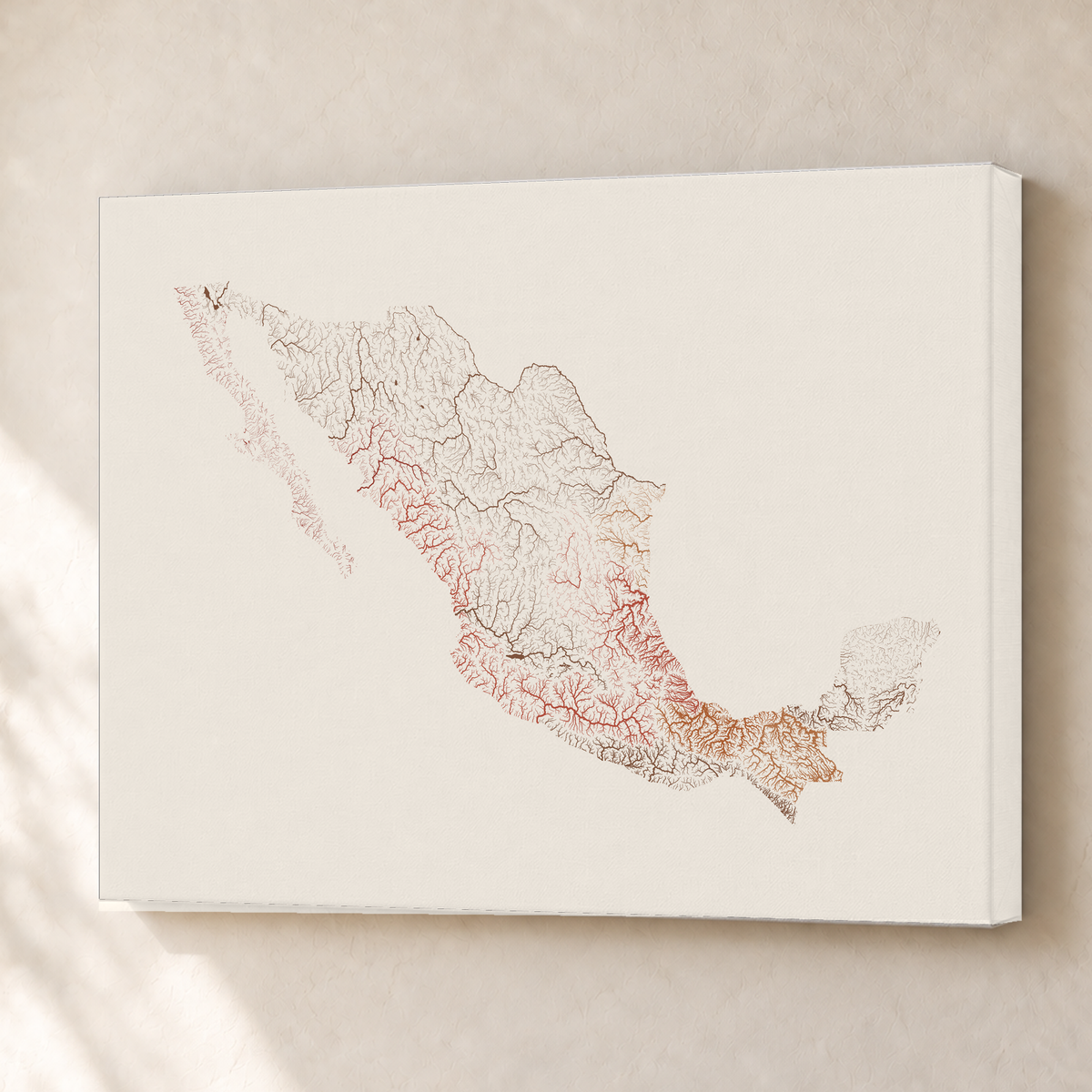 Beautiful Rivers — México — Terracota e areia, Canvas · 45 × 60 cm, Sem margem