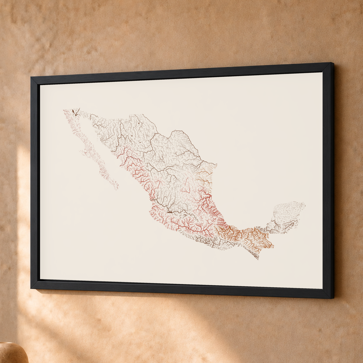 Beautiful Rivers — México — Terracota e areia, Fine art emoldurado · 30 × 40 cm, Preto · Sem margem