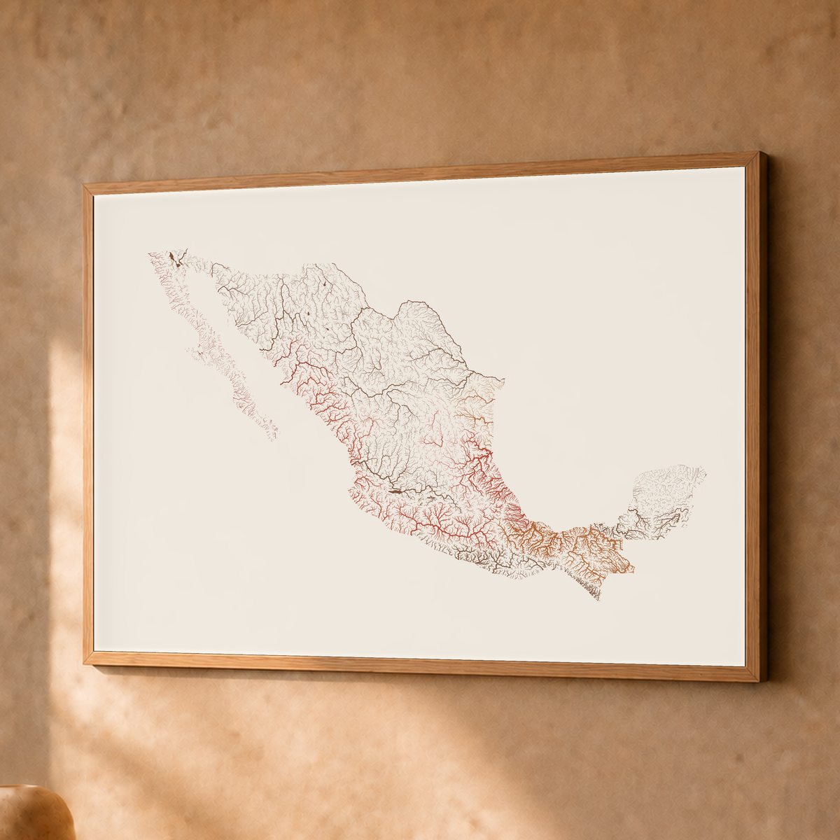 Beautiful Rivers — México — Terracota e areia, Fine art emoldurado · 30 × 40 cm, Natural · Sem margem