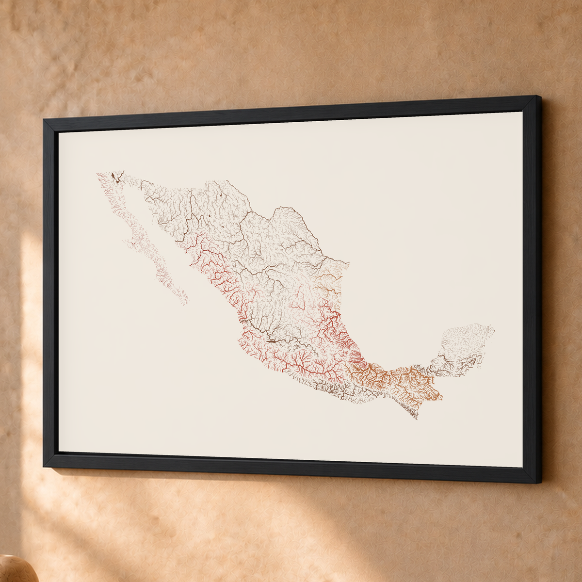 Beautiful Rivers — México — Terracota e areia, Fine art emoldurado · 45 × 60 cm, Preto · Sem margem