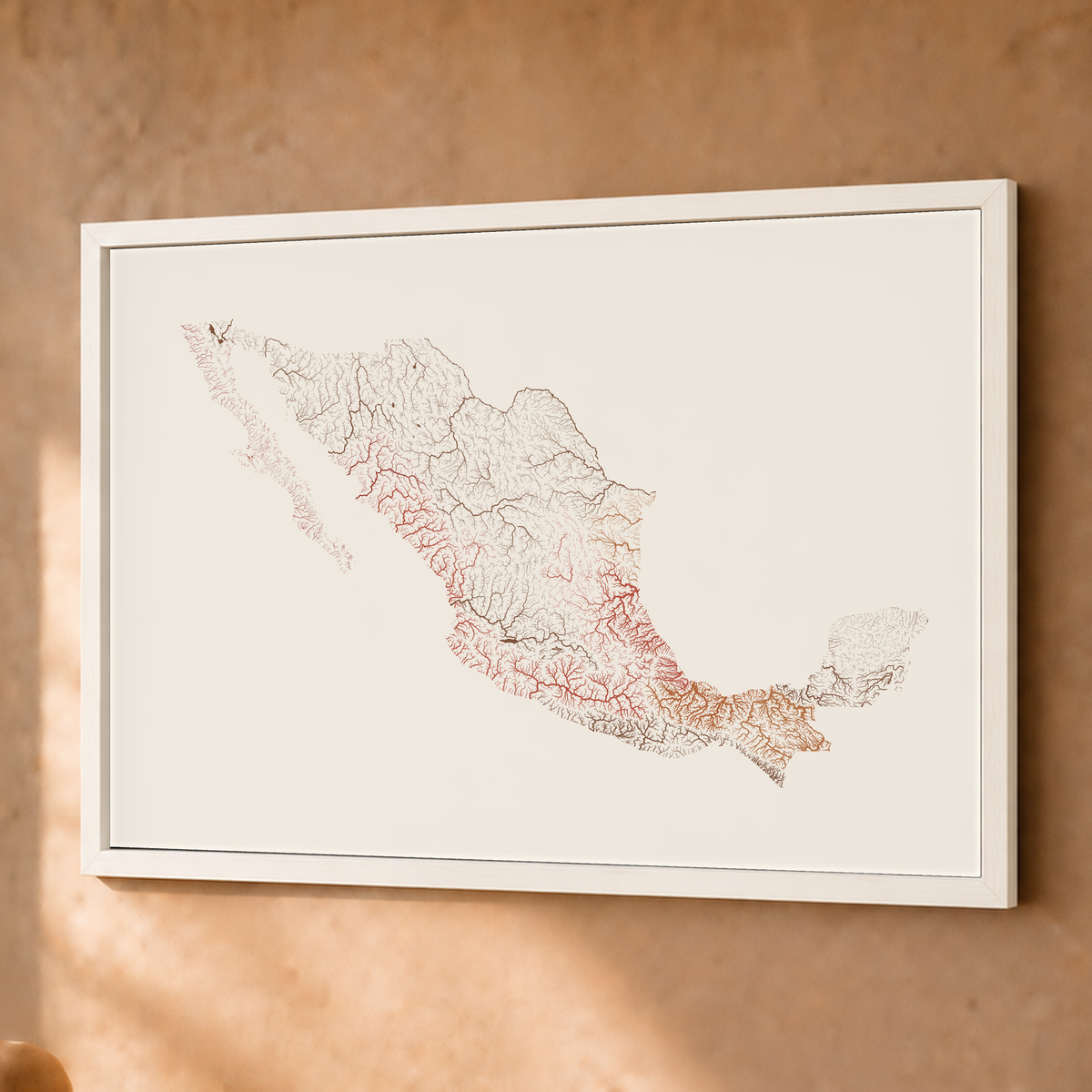 Beautiful Rivers — México — Terracota e areia, Fine art emoldurado · 45 × 60 cm, Branco · Sem margem