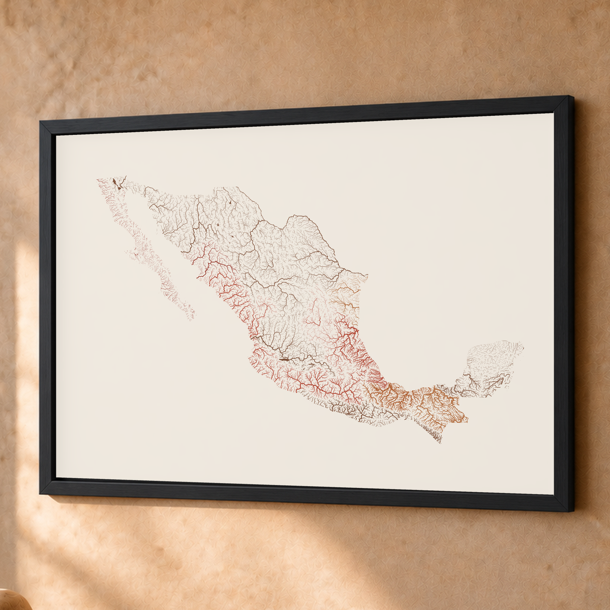 Beautiful Rivers — México — Terracota e areia, Fine art emoldurado · 60 × 80 cm, Preto · Sem margem