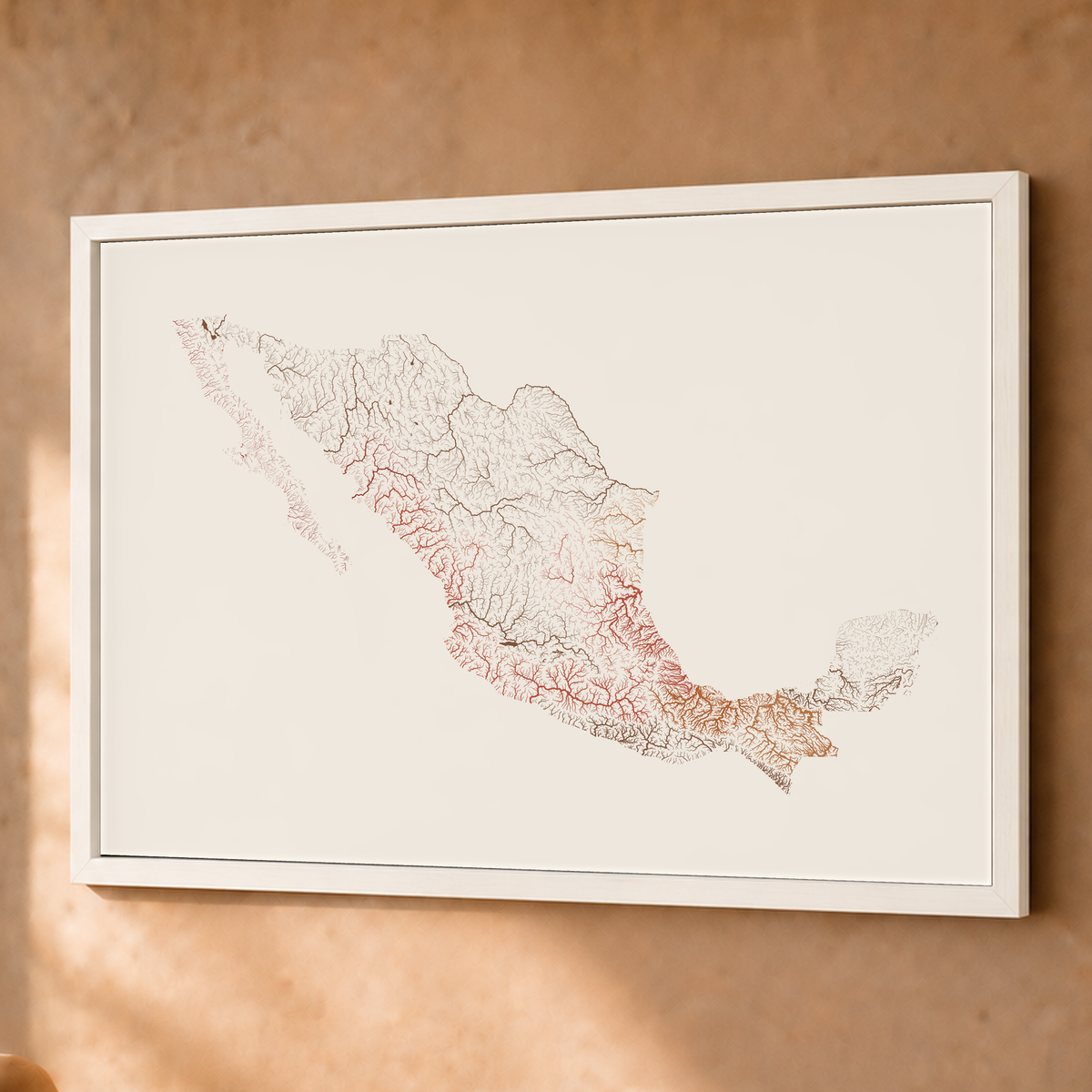 Beautiful Rivers — México — Terracota e areia, Fine art emoldurado · 60 × 80 cm, Branco · Sem margem