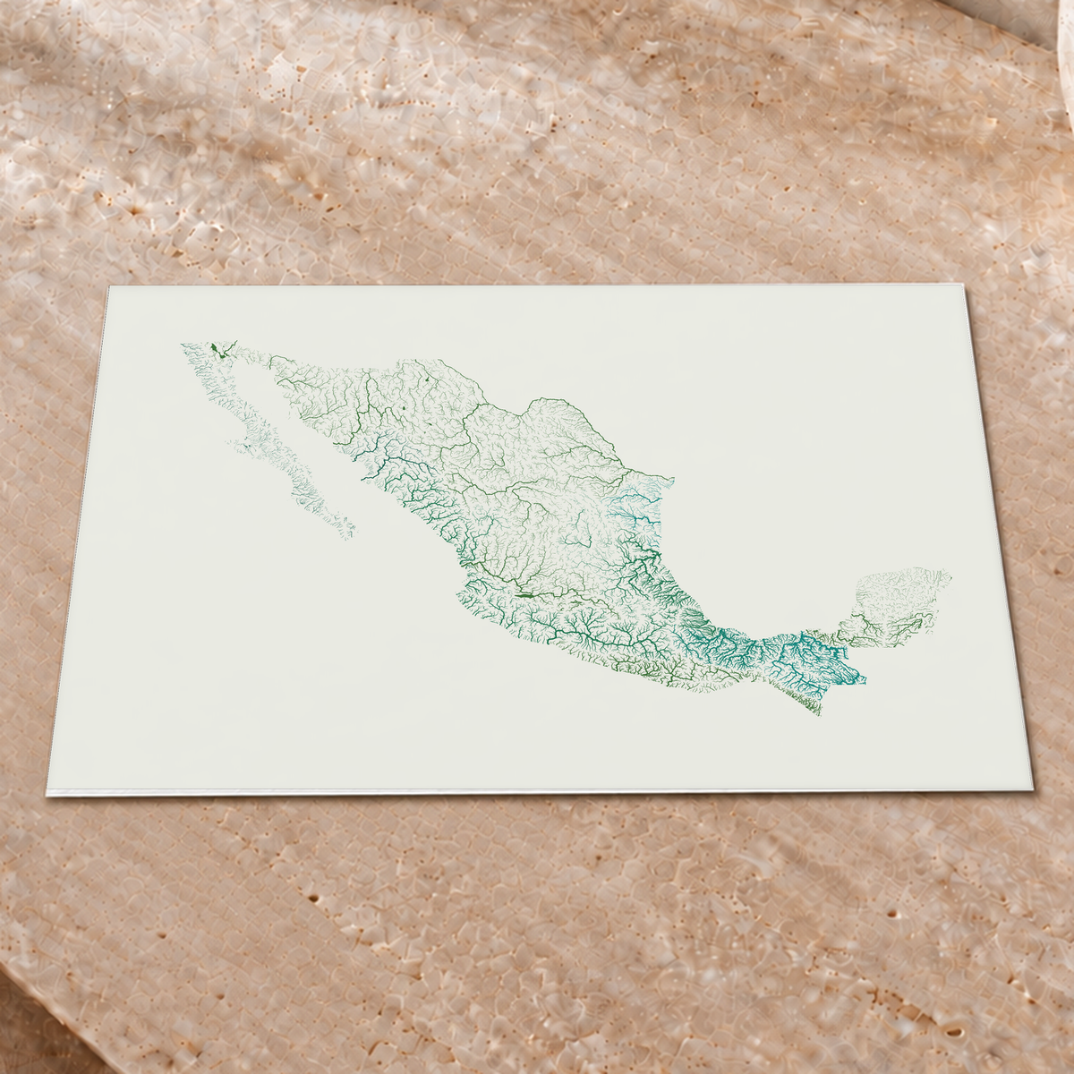 Beautiful Rivers — México — Verde jade e porcelana, Impressão fine art · 30 × 40 cm, Sem margem