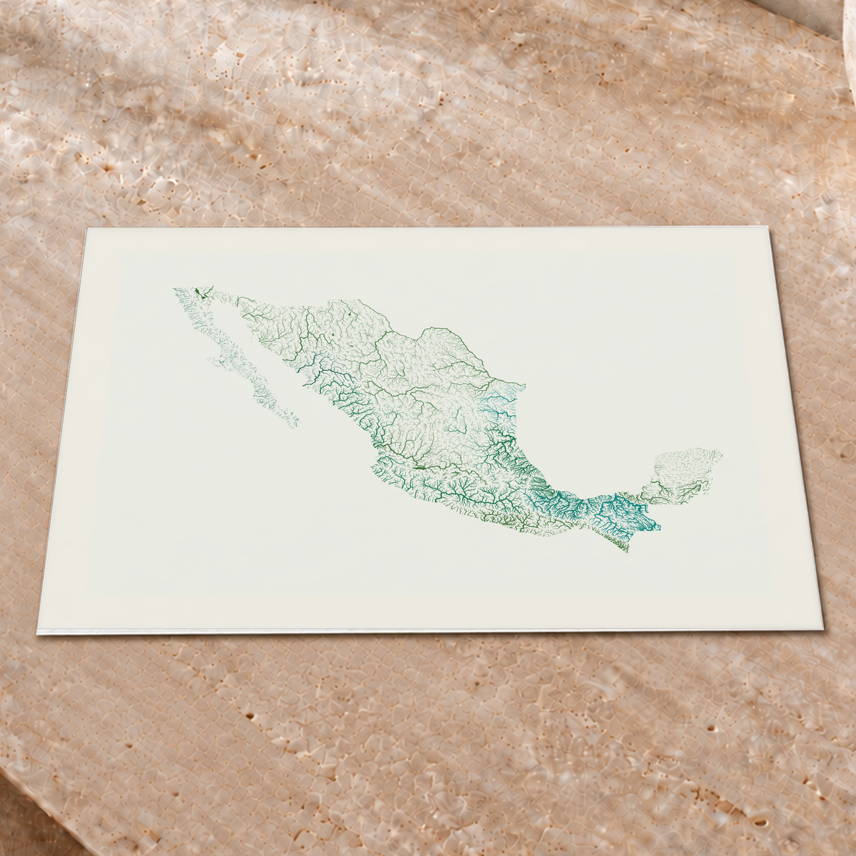 Beautiful Rivers — México — Verde jade e porcelana, Impressão fine art · 30 × 40 cm, Margem branca